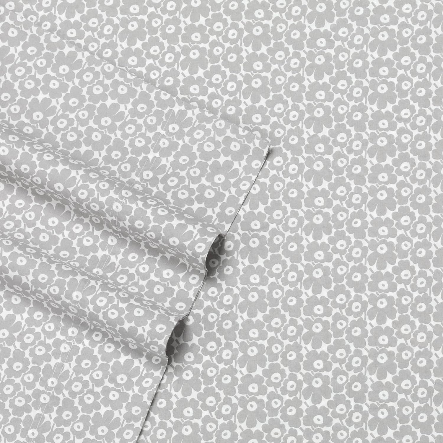 MARIMEKKO - Queen Sheets, Cotton Percale Bedding Set, Crisp & Cool Home Decor (Pikkuninen Unikko Grey, Queen) image number 6