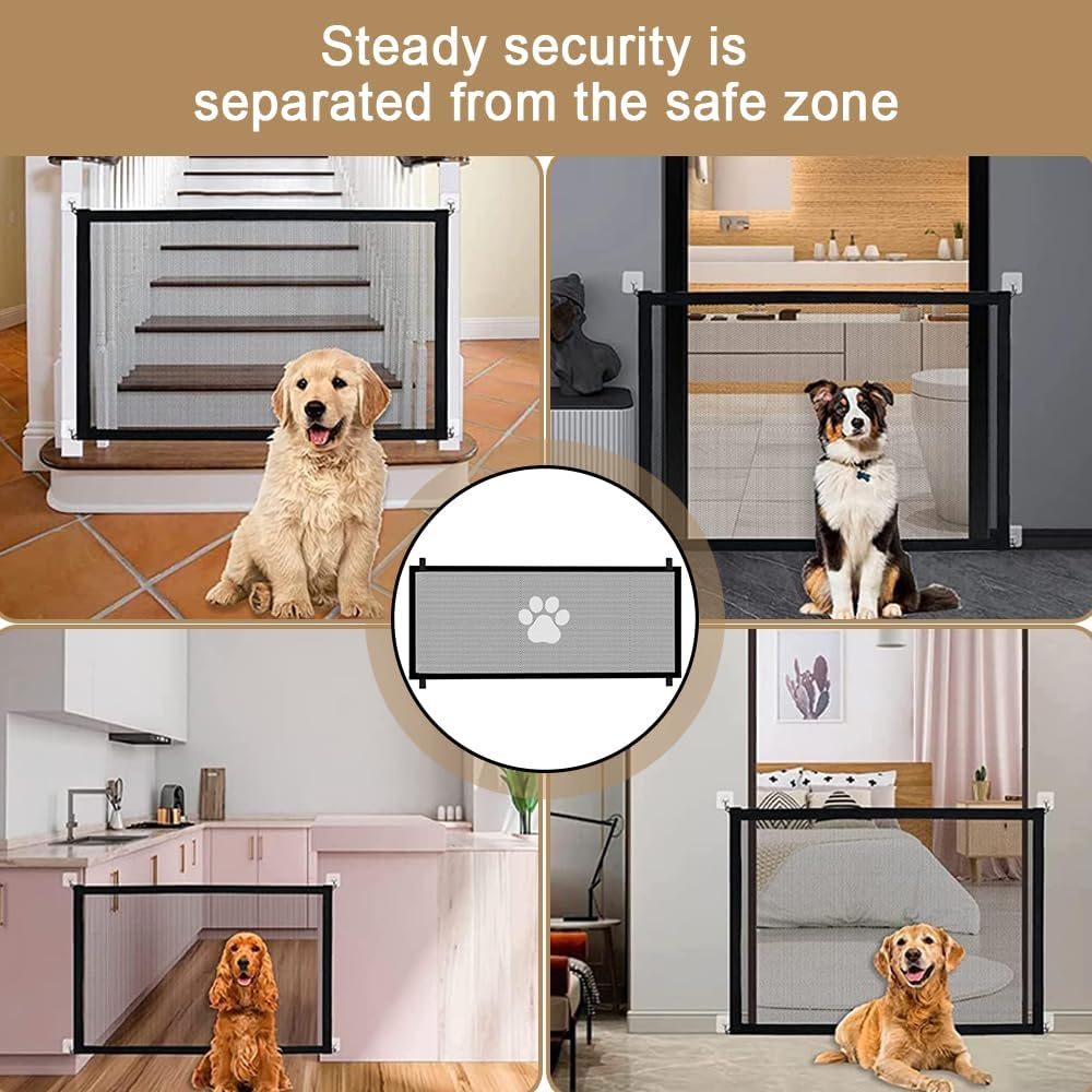 Magic Pet Gate, Mesh Fabric Gate for Pet Dogs, Dogs Screen Mesh Gate for Doorways Stairs Hallways, Portable Mesh Gate Safeguard Isolated, 180X78Cm 4 Hooks image number 3