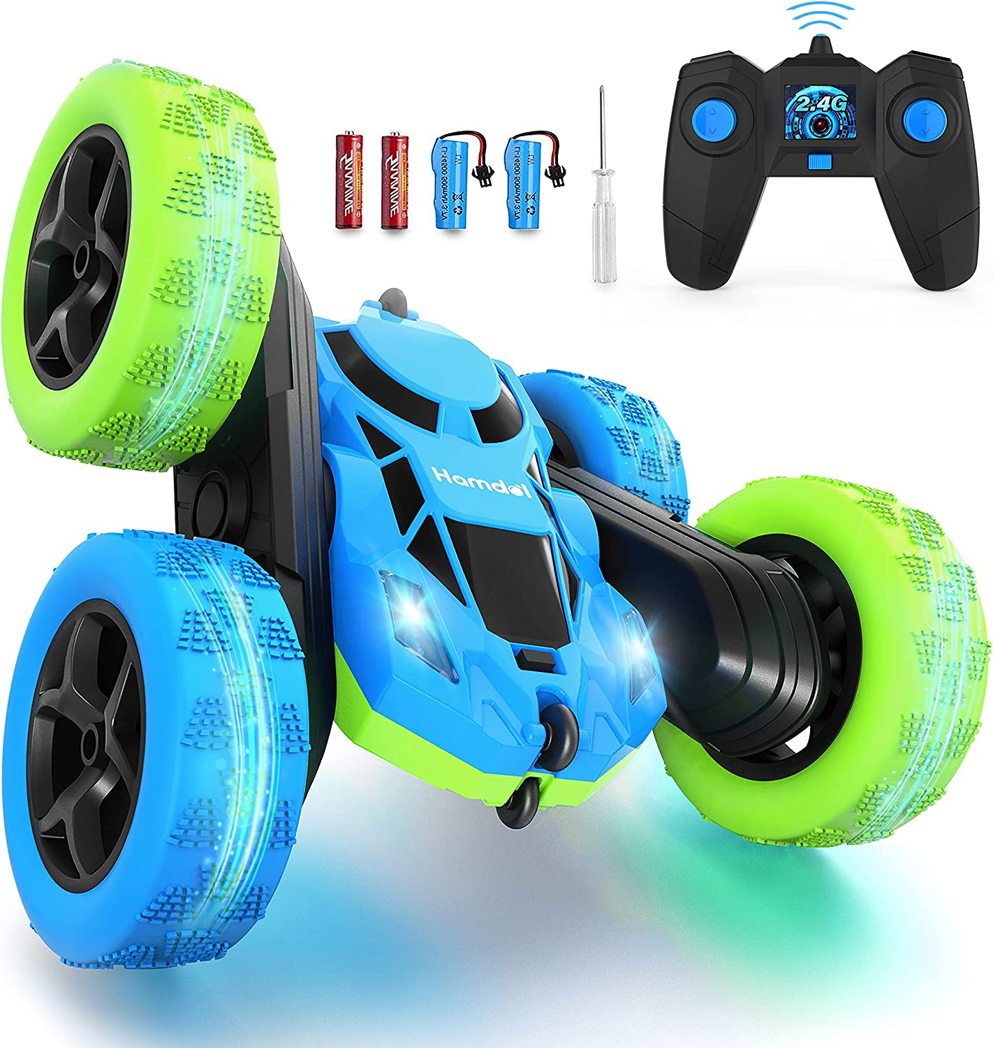 Remote Control Car Double Sided 360&deg;Rotating 4WD RC Cars with Headlights 2.4Ghz Electric Race Stunt Toy Car Rechargeable Toy Cars for Boys Girls Birthday