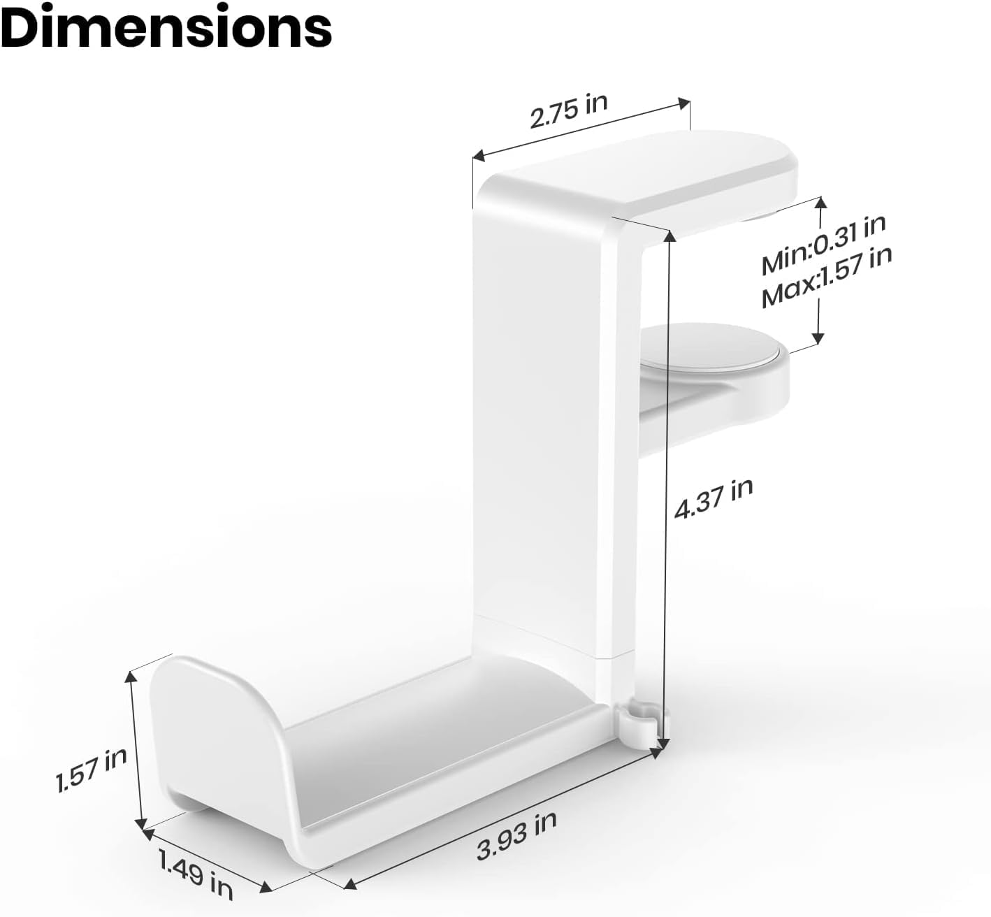 Headphones Stand, Hook Holder Hanger Mount with Adjustable and Rotating Arm Clamp, Universal Fit under Desk Design, Built in Cable Clip Organizer for Office/E-Sports Room image number 1