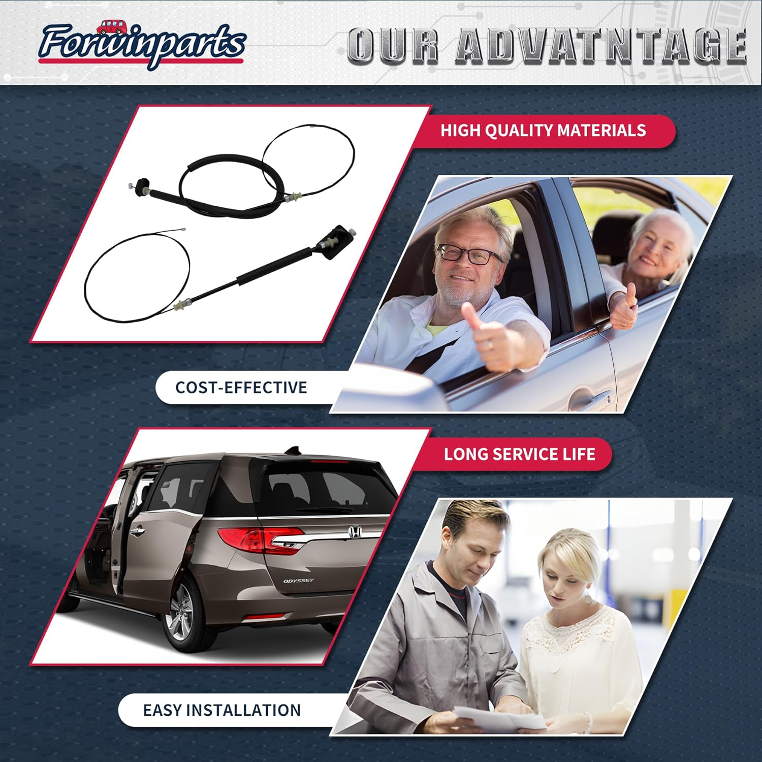 72546TK8A01 Power Sliding Door Cable Kit W/O Motor for Honda Odyssey 2011 2012 2013 2014 2015 2016 2017 72546-TK8-A01 72546 TK8 A01 Left & Right Side image number 4