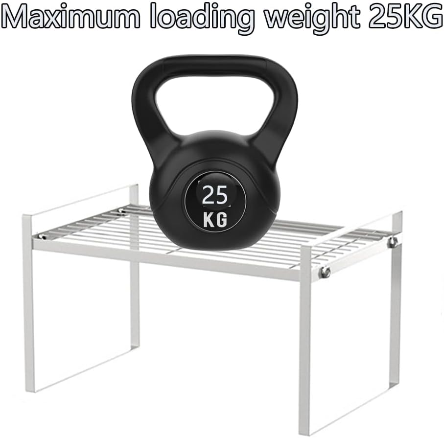 Kitchen Cabinet Organiser, Shelf Insert with Non-Slip Mat, Kitchen Cabinet Insert, for Kitchen/Bathroom/Tabletop/Sideboard (White) image number 3