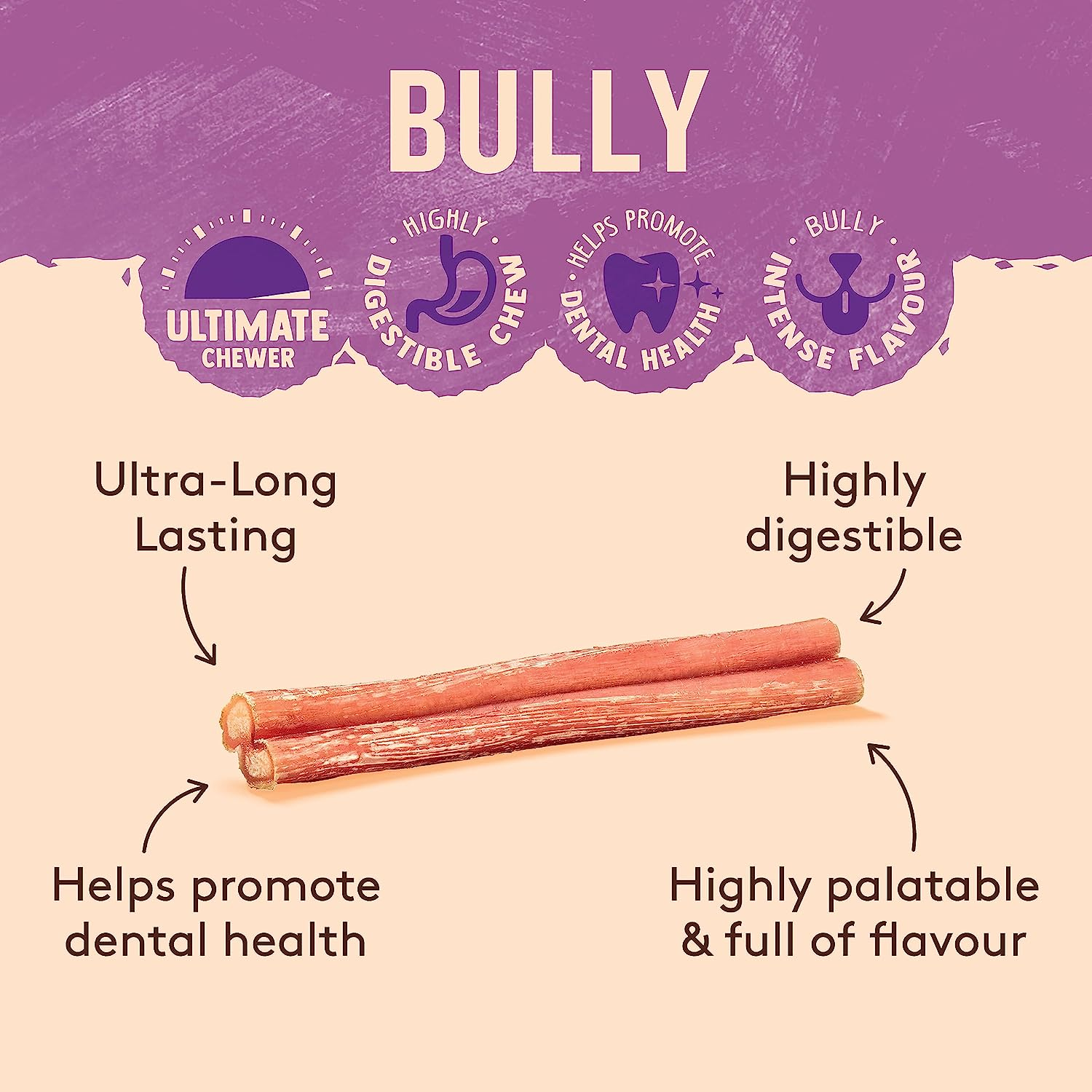 Large Bully Sticks 4 Pack, Grain Free Hypoallergenic Natural Dog Treat Chew, Beloved Boredom Busters image number 4