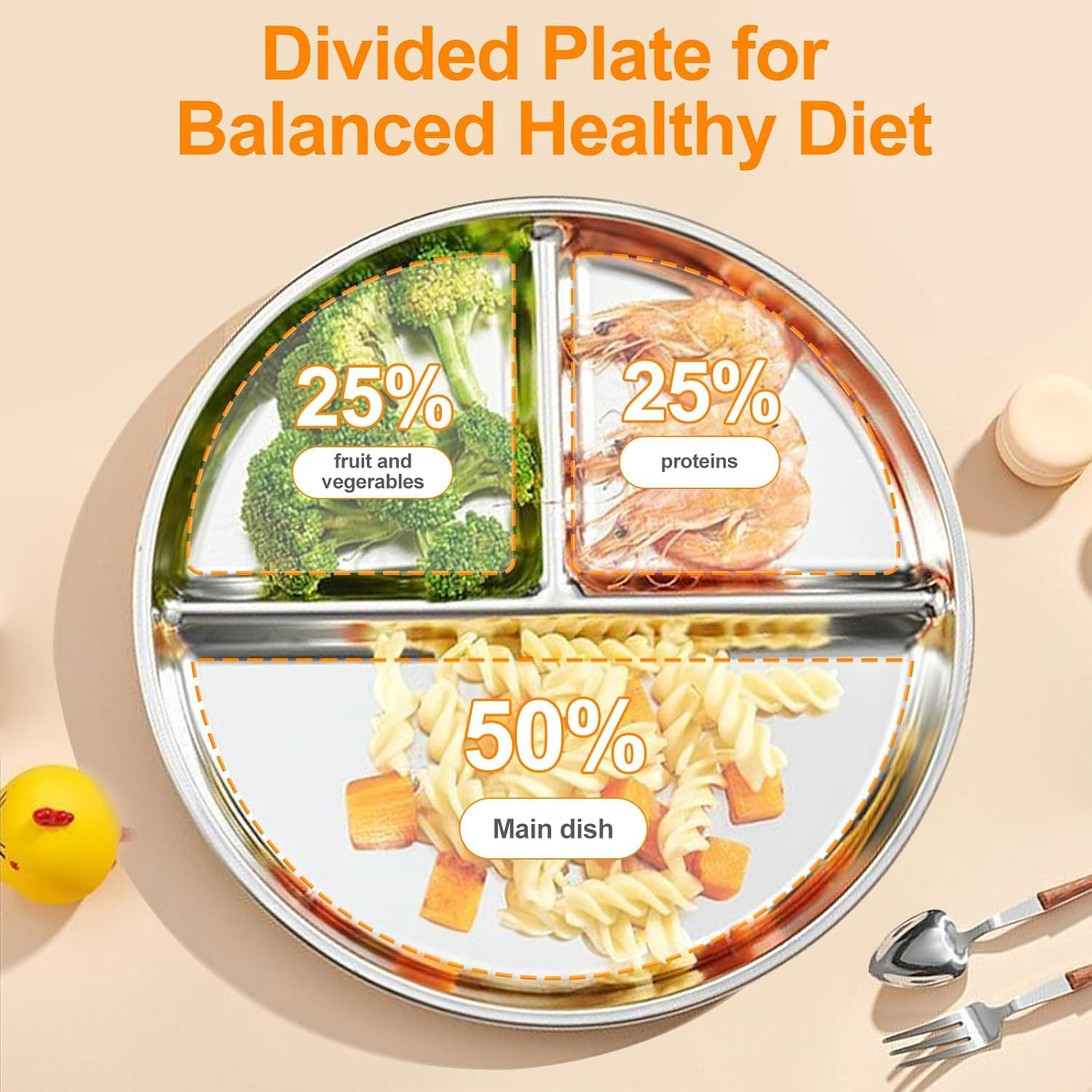 Stainless Steel Plates 5 Packs, Portion Control Platter with 3-Compartment, Unbreakable Dinner Plates, Divided Food Tray Stainless Steel Plate for Adults Kids, Camping, Lunch and Dinner image number 4