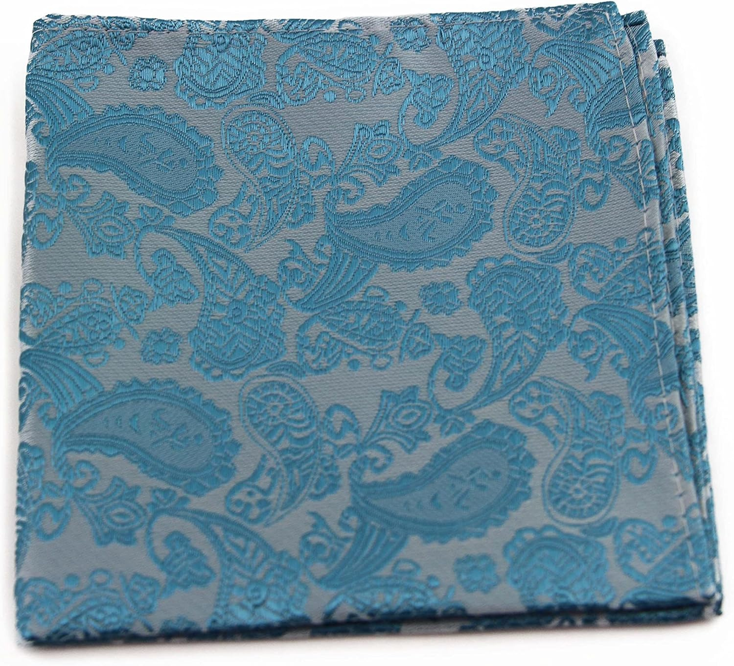 Mens Turquiose Paisley Silk Pocket Square Turquoise image number 1