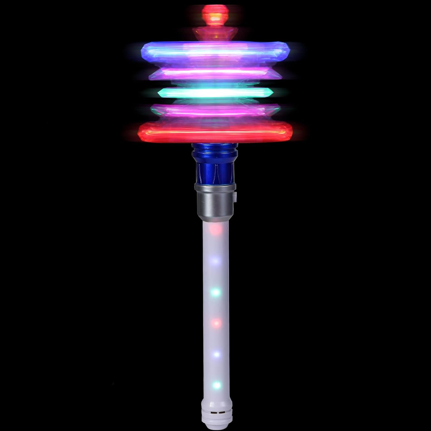 Light up Frozen Snowflake Wand- Snowflake Spinning Wands,Magic Wand Rotating Toy for Girls and Boys, Magic Princess Sensory Toys,Christmas & Birthday Gift (Blue) - Red+Blue image number 4