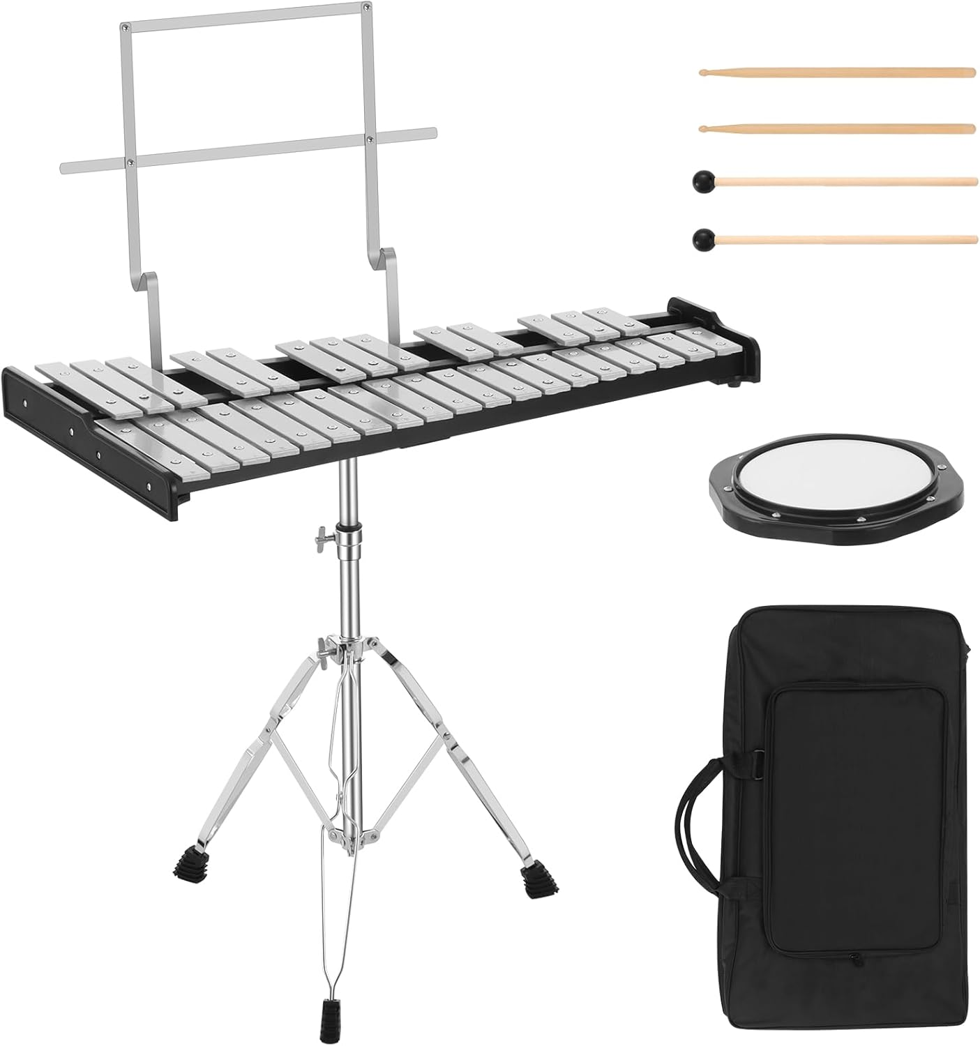 Glockenspiel Xylophone Bell Kit (32 Notes with Stand,Pad) image number 5