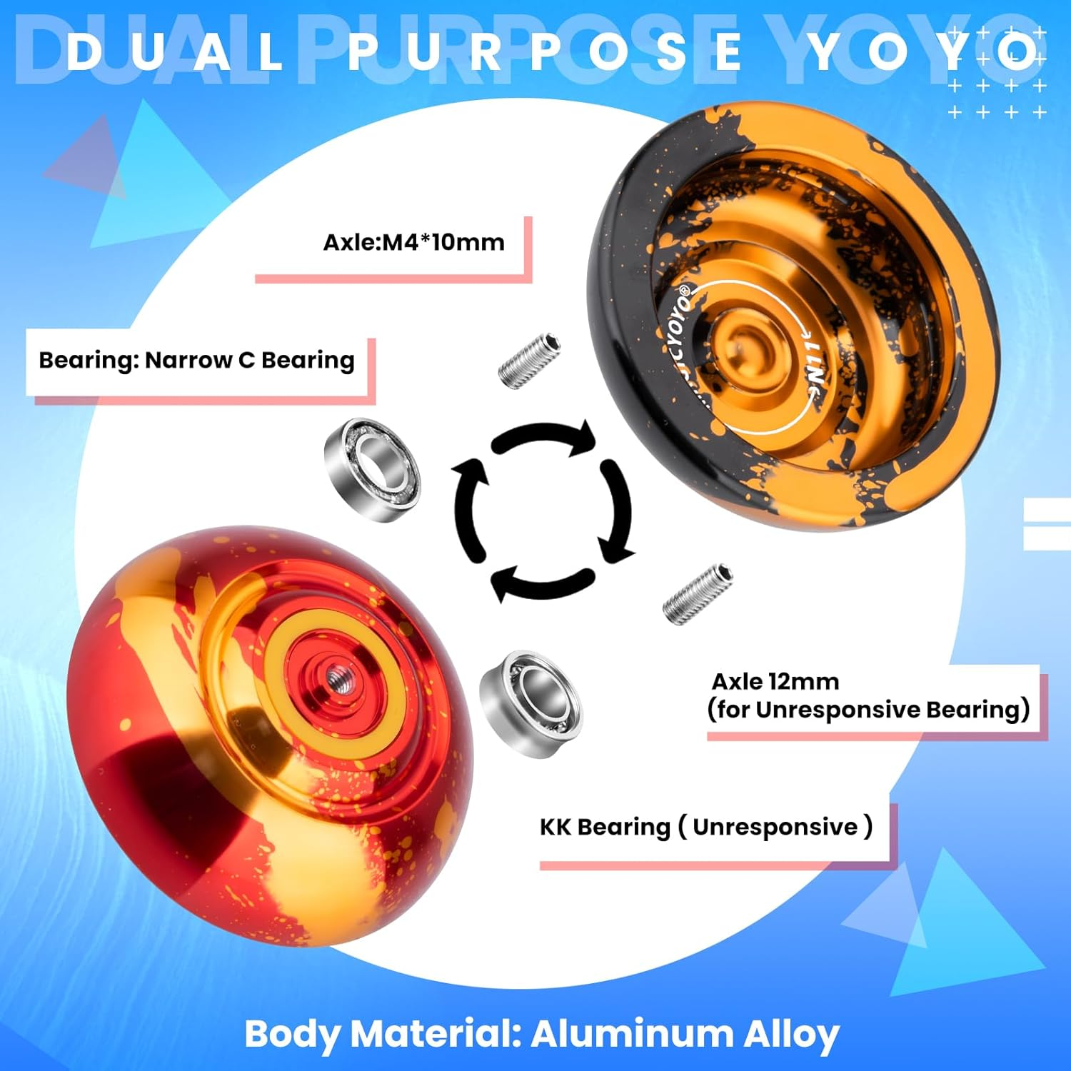 MAGICYOYO Alloy Aluminum N11 Professional Unresponsive Yoyo for Advanced Players, with Replacement Responsive Ball Bearing for Kids Beginner, 12 Strings and Responsive Bearing Kit image number 5