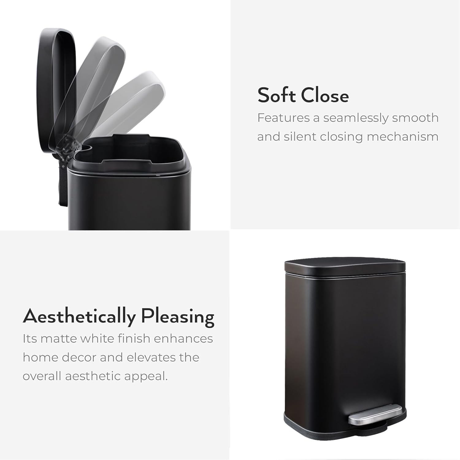 DJLEE 5 Liters 5L Small Trash Can Trash Bin Kitchen Waste Box Bathroom Bins with Lid Small Dust Bin Pedal Garbage Can Kitchen Bin Toilet Office Bedroom Trash Can Metal Black image number 1