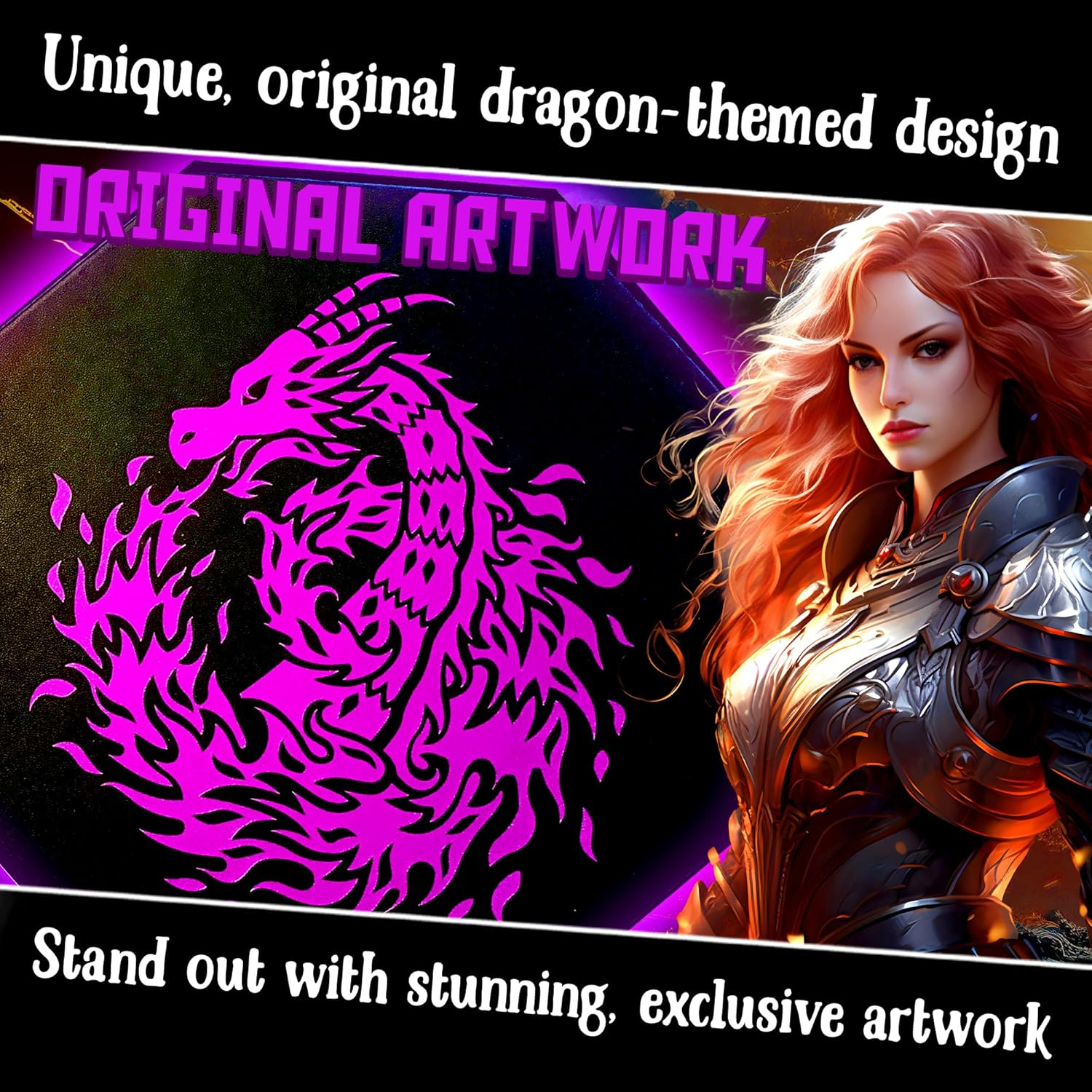 Fantasydice- Purple -Fire Dragon-Dice Tray - 8" Octagon with Lid and Dice Staging Area - for Dice, Board Games, Tabletop Rpgs like D&D (DND) 3.5 and 5E, Call of Cthulhu, Pathfinder, Shadowrun and More