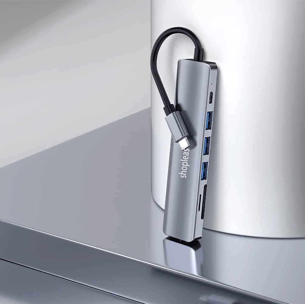 USB C Hub with 100W PD Port, 7-In-1 Type C Hub with 4K HDMI Adapter, 1 USB 3.0 Port & 2 USB 2.0 Ports, SD/TF Card Reader, USB C Multiport Docking Station for Macbook Pro, Chromebook, XPS, and Others image number 1