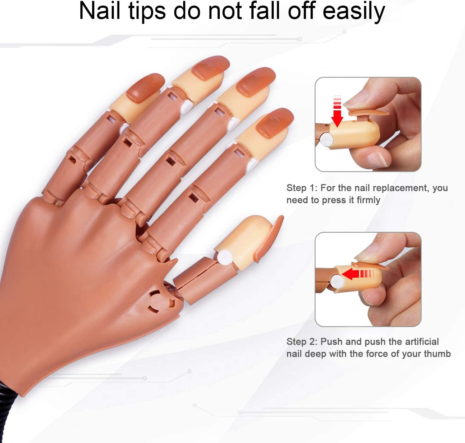 Nail Design Practice Hands, Finger Training, Flexible and Adjustable Hand Training, with 400 Fake Nails image number 6