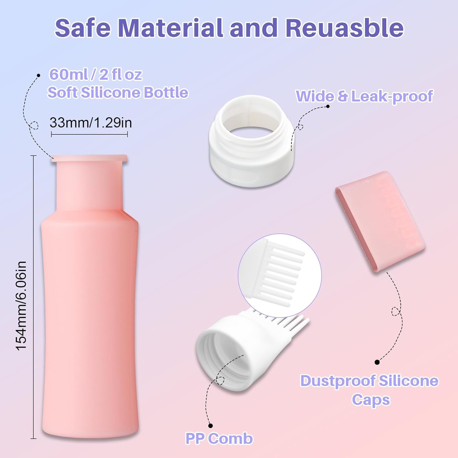 DUAIU Scalp Massage Brush with Hair Oil Applicator, 2 Pieces Silicone Head Massage Brush and 1 Piece Hair Oil Applicator, Massage Brush Hair Applicator Bottle Hair Kit Hair Growth Accelerate image number 4