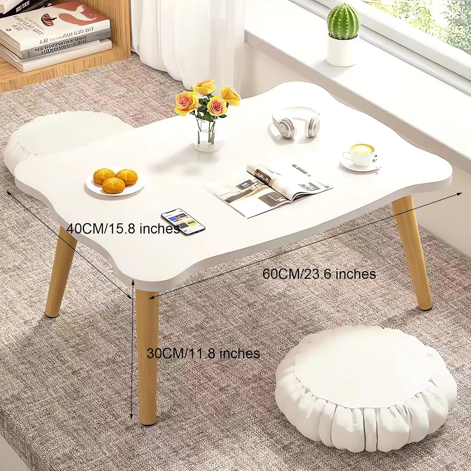 Modern Coffee Table, Multi-Purpose for Living Room Study Bedroom, 60X40X30 Cm, 3 Colours A277 (C Pink) - C Pink image number 3