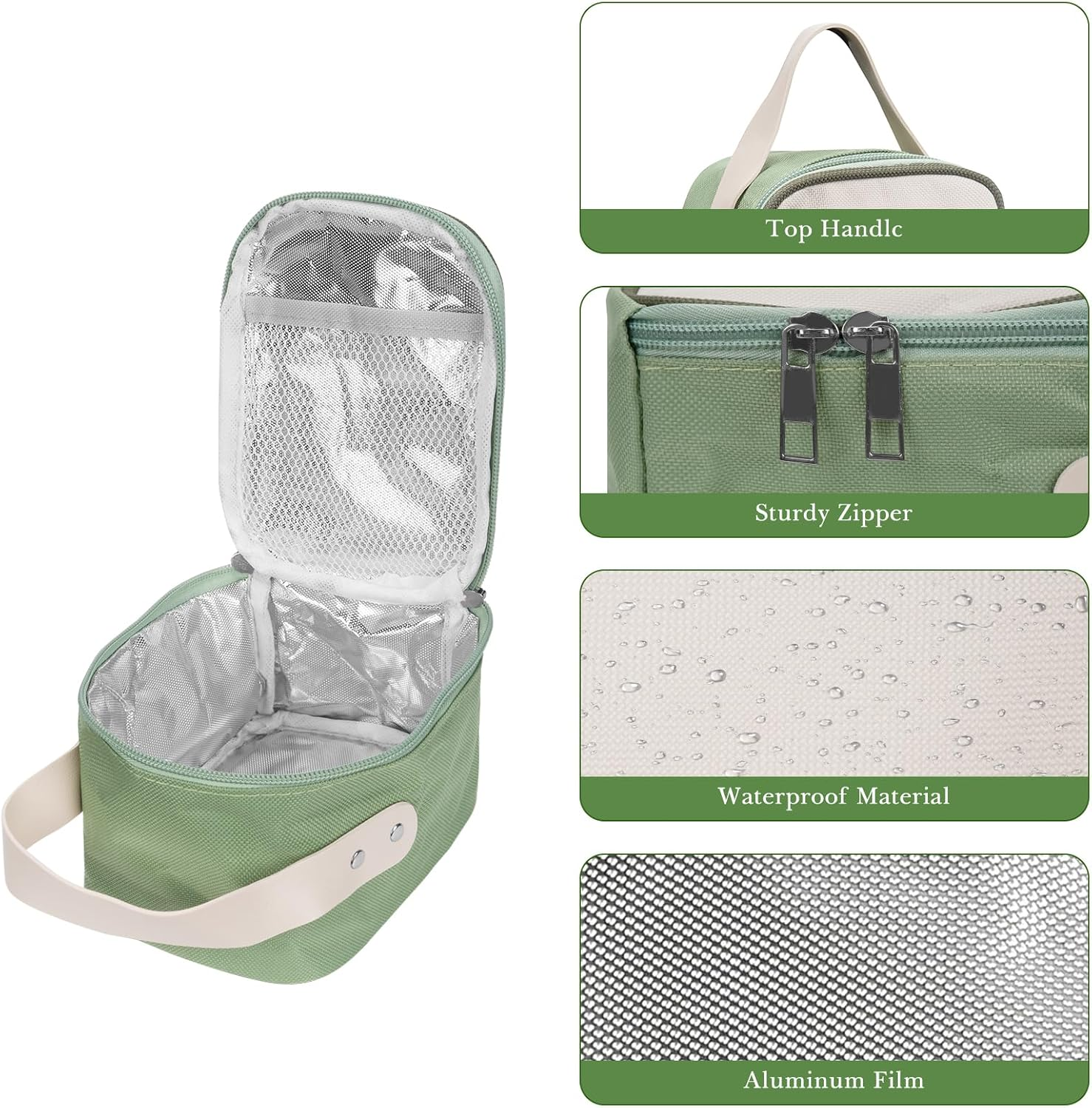 Linkidea Insulated Food Jar Bag, Thermal Snack Bag, Lunch Cooler Bags for Food Jar, Suitable for Office Work, Outdoor Picnics, Compatible with Thermos 16 Oz, Bidakid, Serlium, Blockhutte (Green)