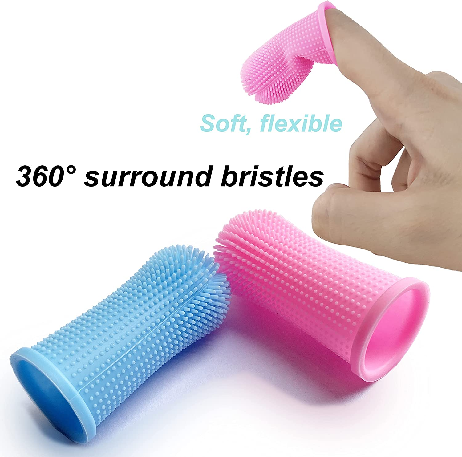 Dog Toothbrush 4Pcs, 360&deg; Dog Finger Toothbrush Silicone Teeth Cleaning Brushes for Cat Dog Pet Dental Care image number 4