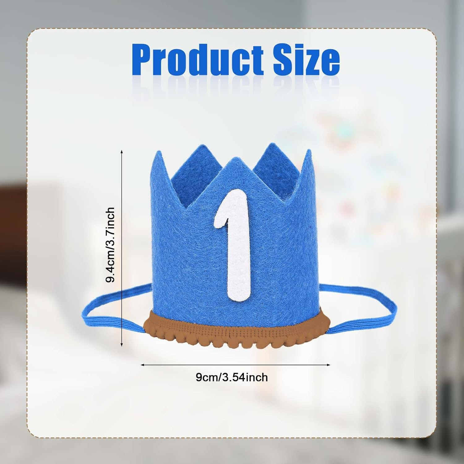 First Birthday Hat for Baby, 1St Birthday Party Supplies Boho Cute Birthday Crown with Elastic Band for Girls Boys Birthday Party Decorations (Blue) image number 3