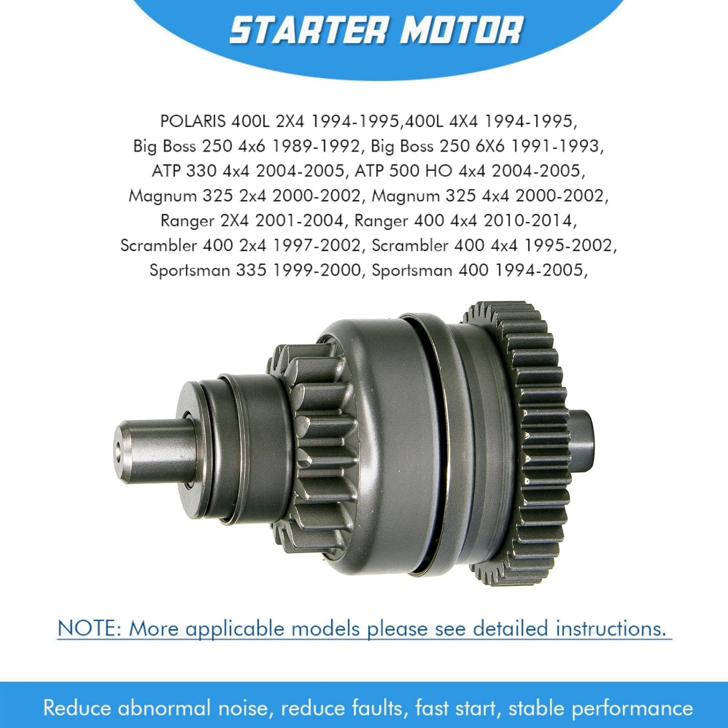 Starter Drive Bendix for Polaris ATV 2&4 Stroke Engine 200 250 300 335 400 500 Sportsman Scrambler Ranger Magnum Big Boss, SM1329850, ZN0751 image number 3
