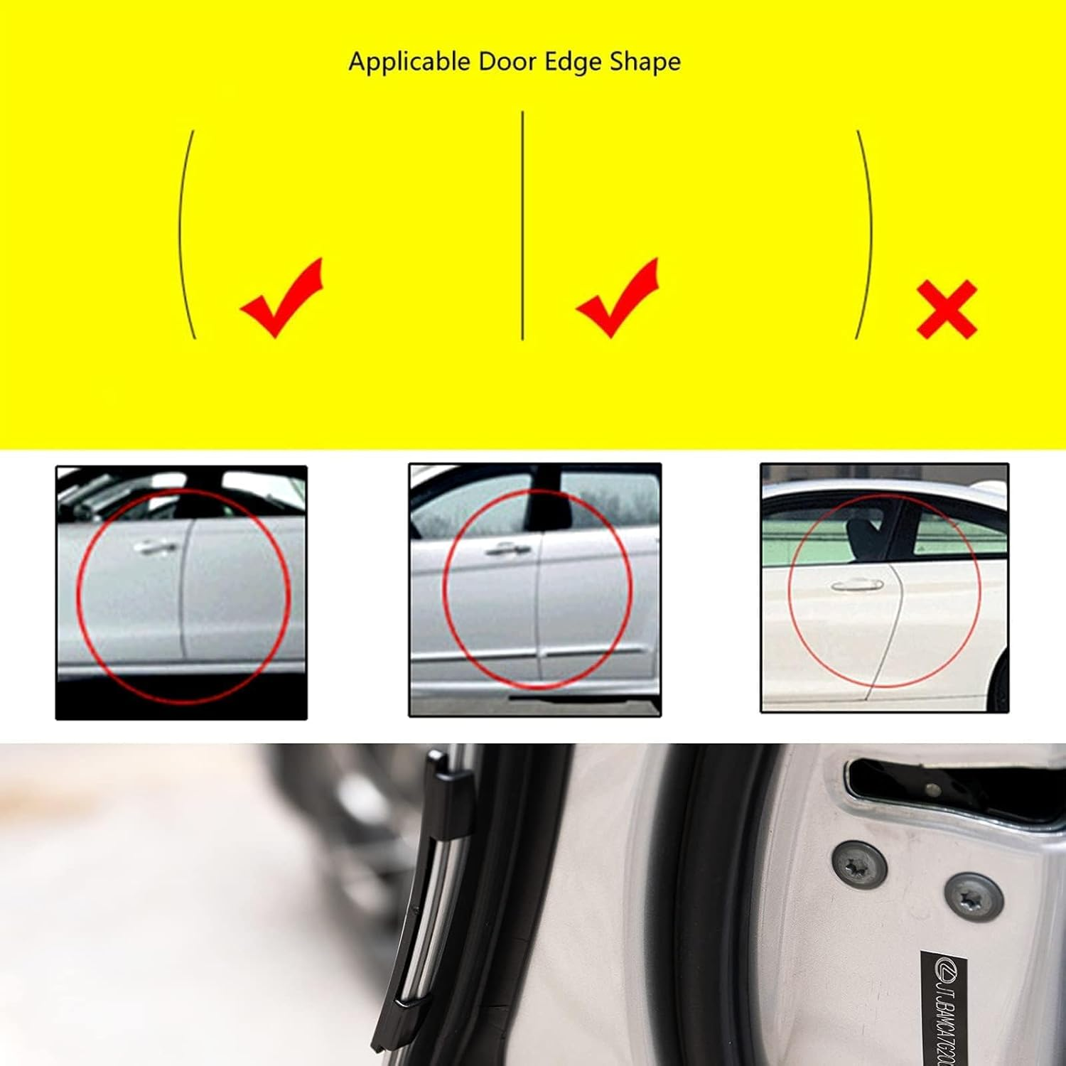 AUTOXBERT 4Pcs Black Car Door Edge Guard Scratch Moulding Trim Edge Anti-Collision Strip Protector,Protect Car Door from Scratches and Abrasion image number 2
