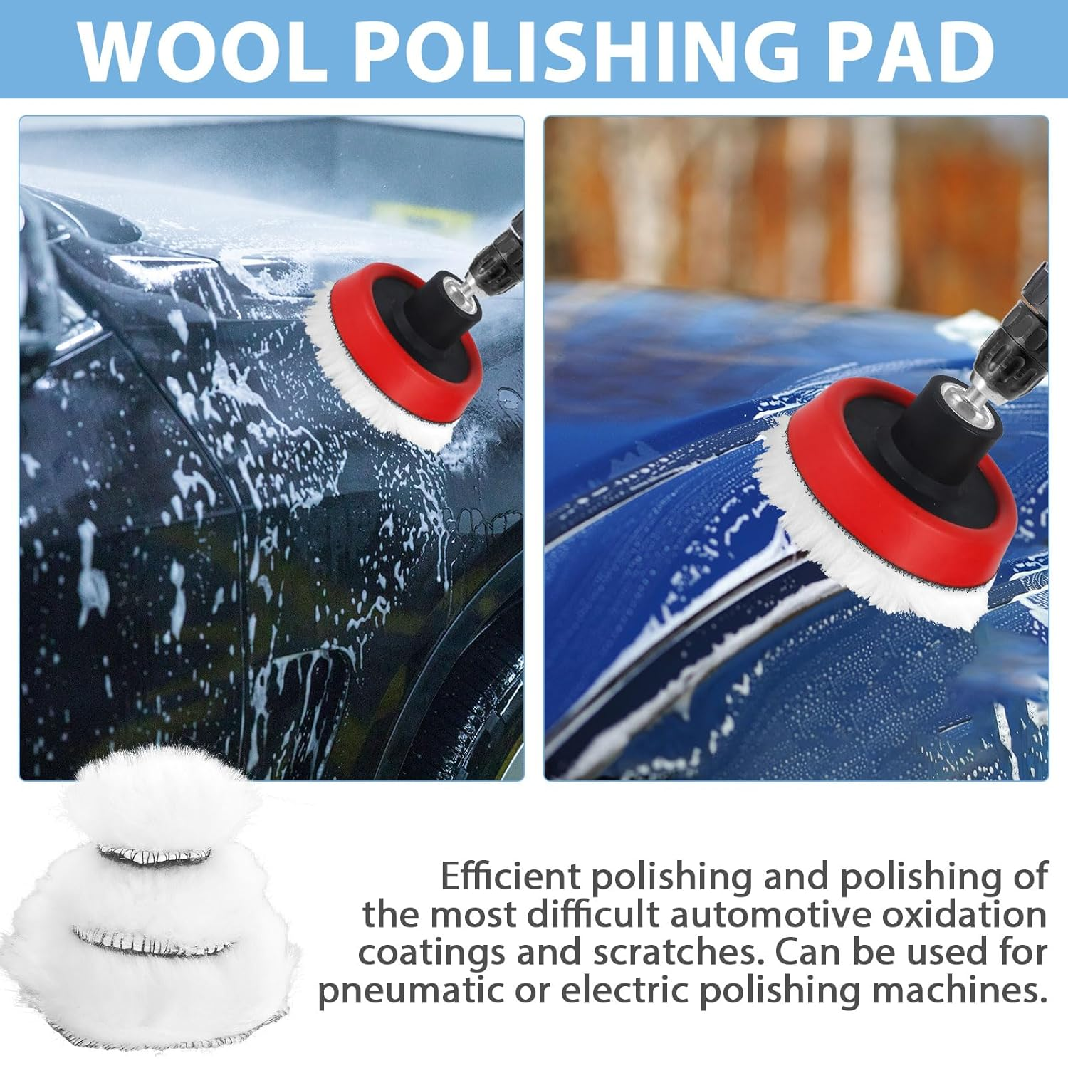 29Pcs Drill Polishing Pad Kit Reusable Buffing Polishing Pads 1/2/3Inch Washable Car Detailing Sponge Polishing Pads Woolen Buffing Pad Microfiber Polishing Pad with M14 Adapter image number 1