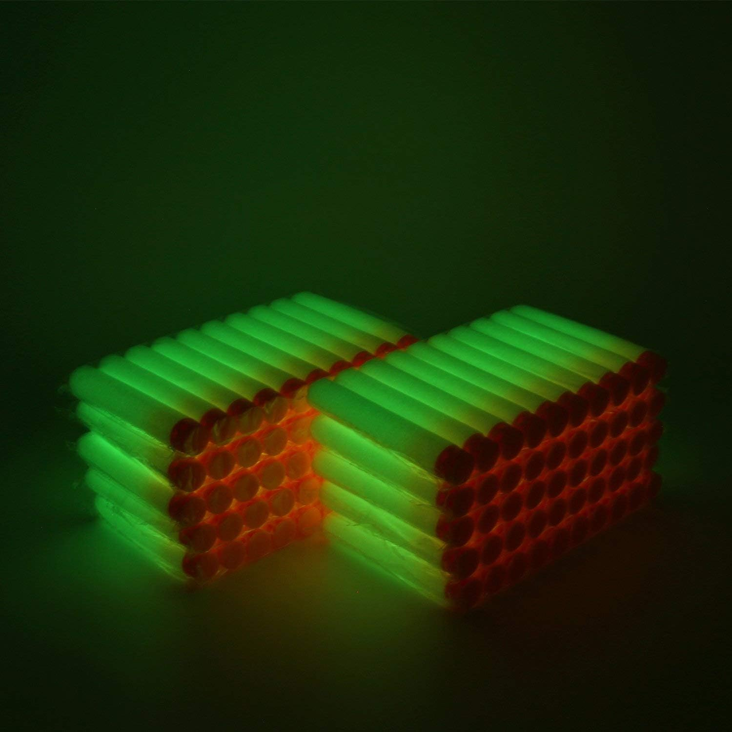 EKIND 200 Pcs Waffles Darts Refill Pack Foam Bullet Compatible for NERF N-Strike Series Blaster (Glow at Dark, White) image number 5