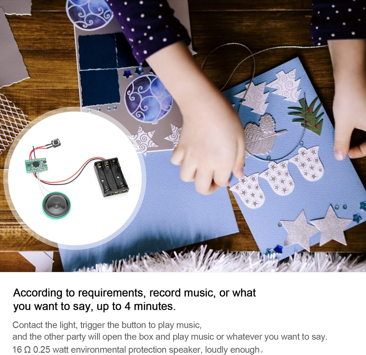 Light Sense Recording Module, 4 Minutes DIY Greeting Card Module, DIY Voice Sound Record Chip, DIY Module Used to Make Creative Blessings for Gift Cards Greeting Card(Loop Play) image number 1