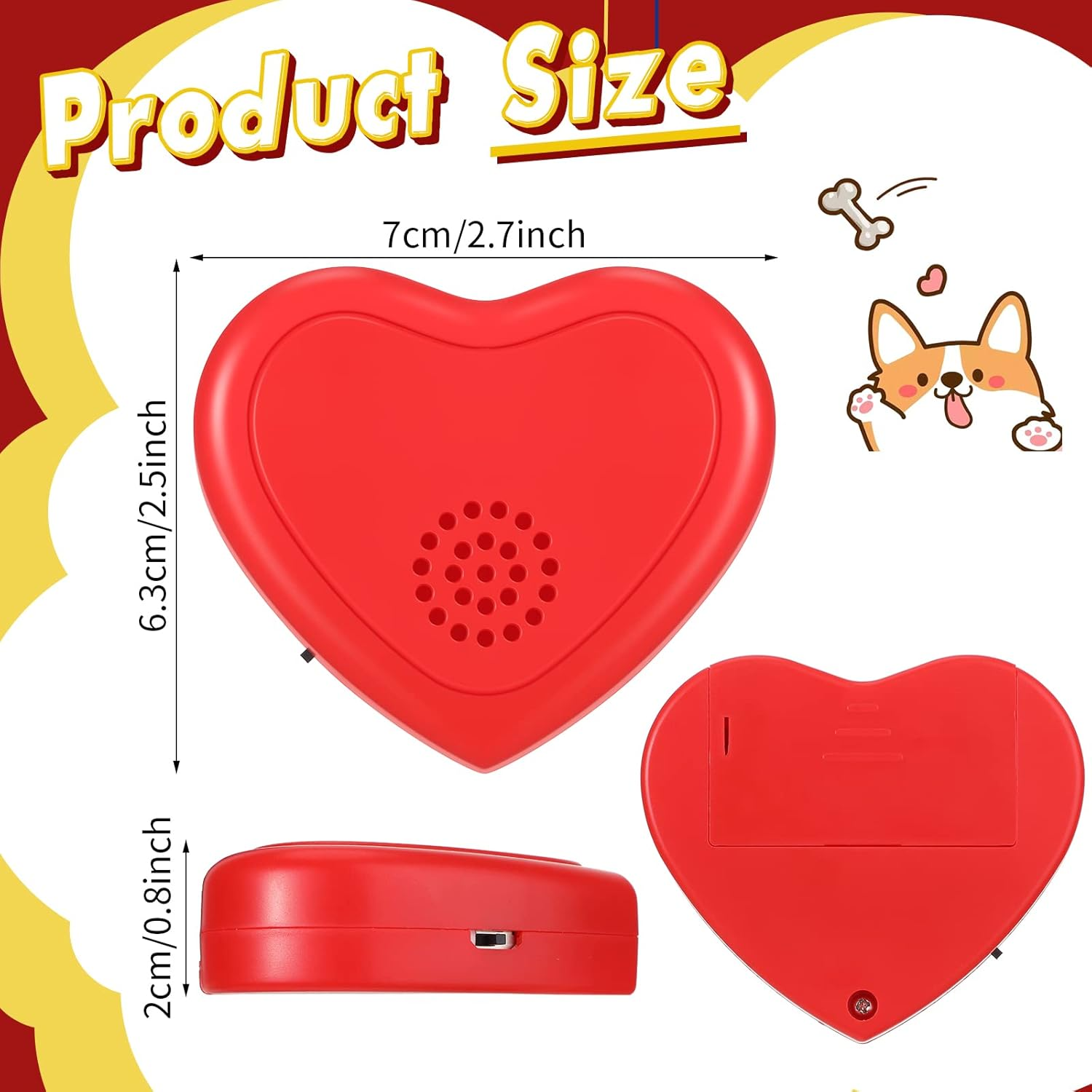 Wettarn 2 Pcs Heartbeat Puppy Toy Dog Anxiety Relief Red Heartbeat Simulator Replacement Soother for Pet Behavioral Training Sleep Aid Calming Toys Cat Kitten Dog Add to Blankets Pillows Beds image number 6