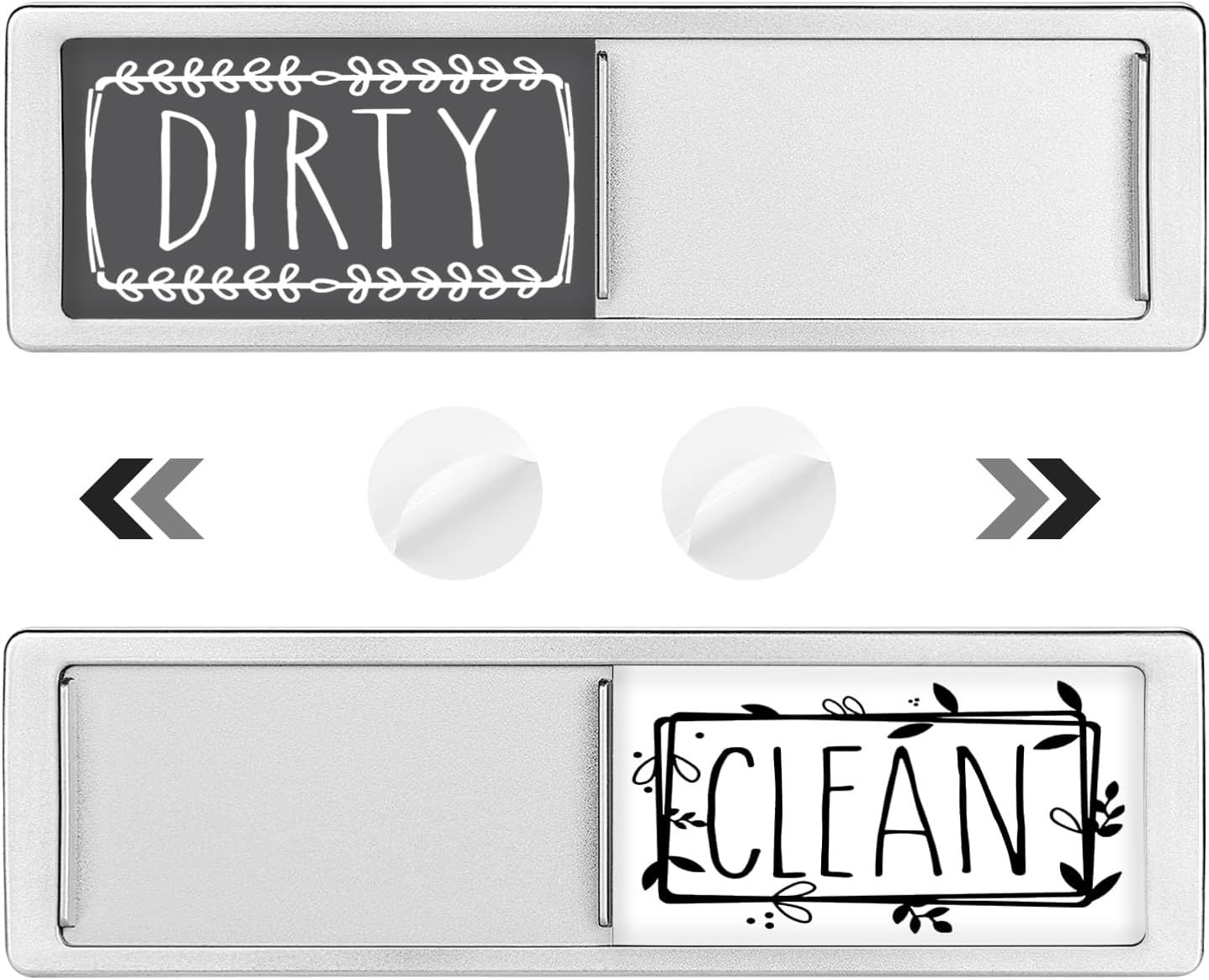 Dishwasher Magnet Clean Dirty Sign,Clean Dirty Sign Indicator with Slide Design with Double-Sided Sticker Ideal Signs for Any Home or Office Kitchen(Art Font Silver) image number 4