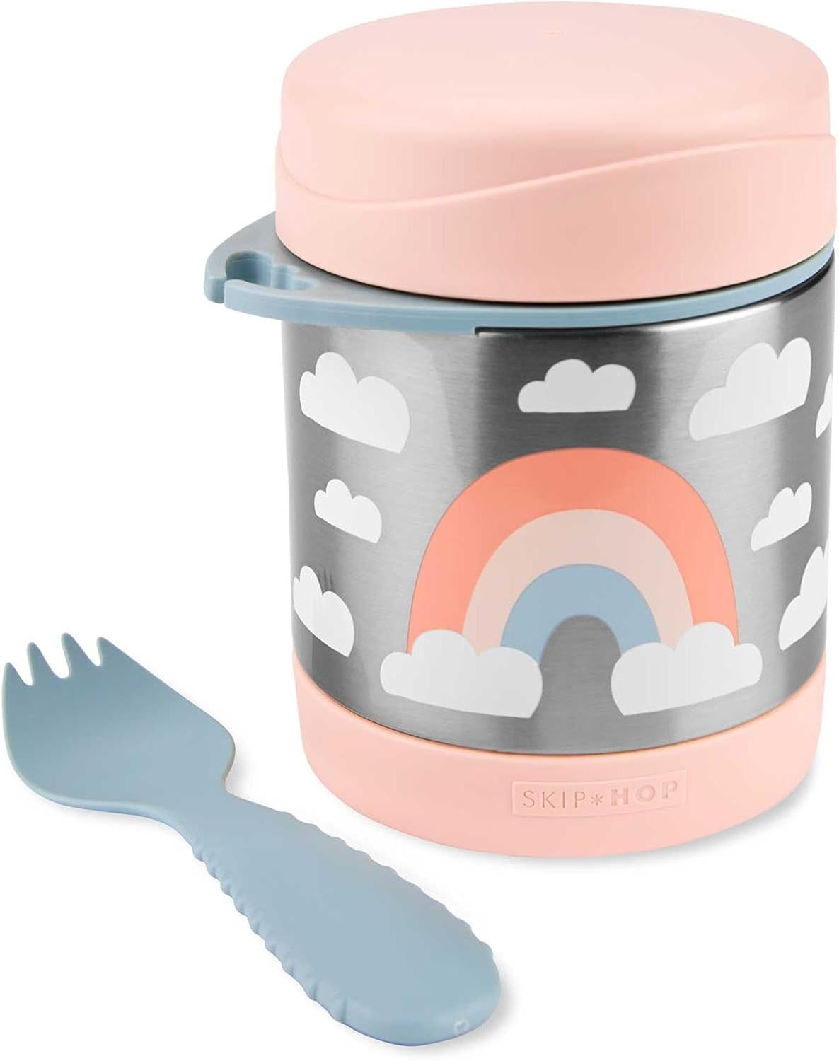 Skip Hop Spark Style Insulated Food Jar for Kids - Stainless Steel Thermal Lunch Box with Spork, Keeps Food Warm or Cold, Leak-Resistant Thermos Food Container, Rainbow Design image number 2