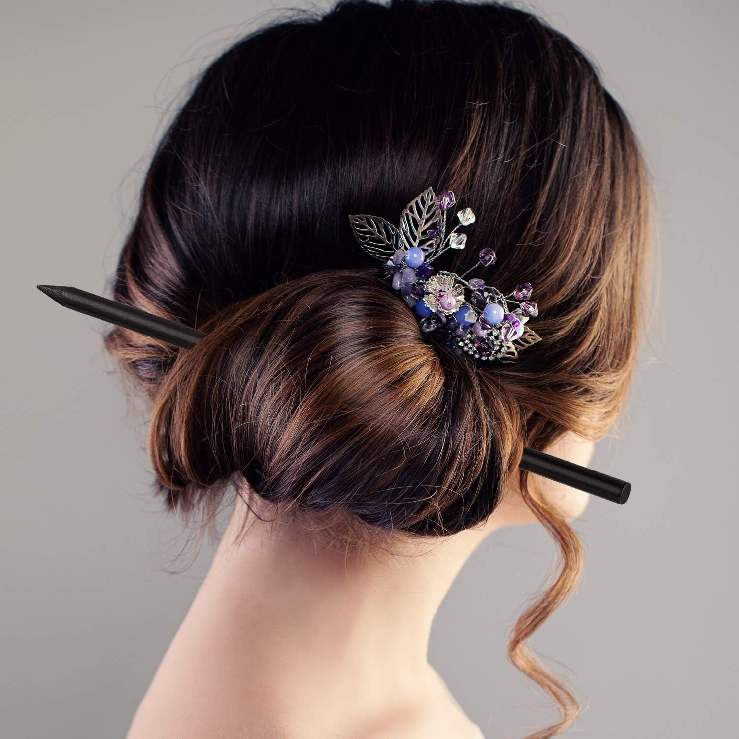 20 Pieces Wood Hair Sticks Chinese Hair Chopstick Clip Vintage Black Pencil Long Hairpins, Bun Maker Handmade Hairstyles Accessories for Women Decorative Holder image number 1