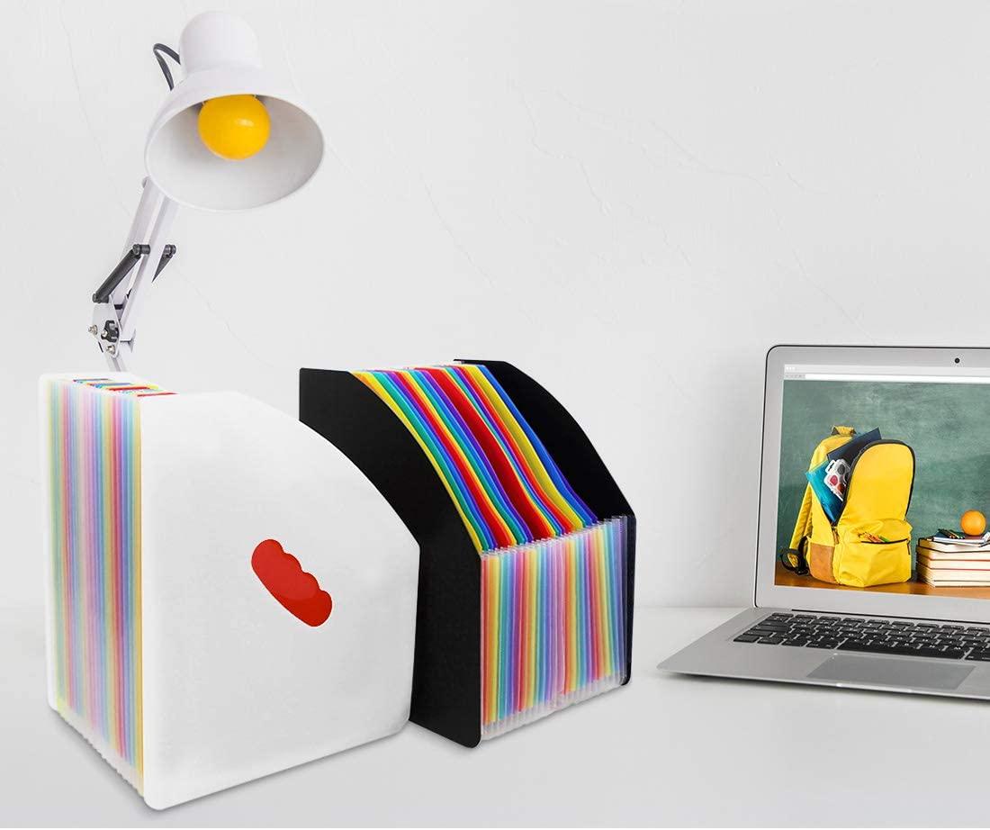 SAYEEC Clearance 24 Pockets Accordion File Organizer Upright Desktop Expandable Magazine Holder A4 Document File Holder Letter Size Stand Organizer Black Cover image number 3