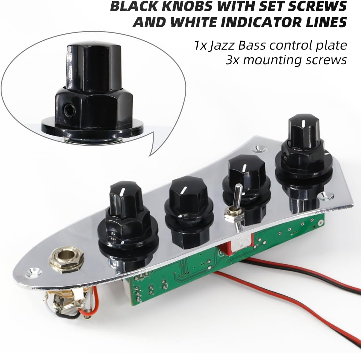 Prewired Control Plate Loaded Control Board with Wiring Harness Active/Passive Switchable for Jazz Bass Guitar Replacement Parts image number 3