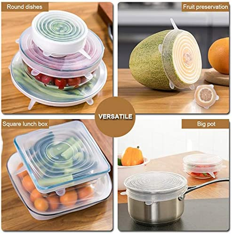 4 Pack Same Size Silicone Stretch Lids, Thicker Reusable Durable Silicone Container Cover, Expandable Food Storage Covers, Dishwasher and Freezer Safe, 5.71In(14.5Cm) image number 1
