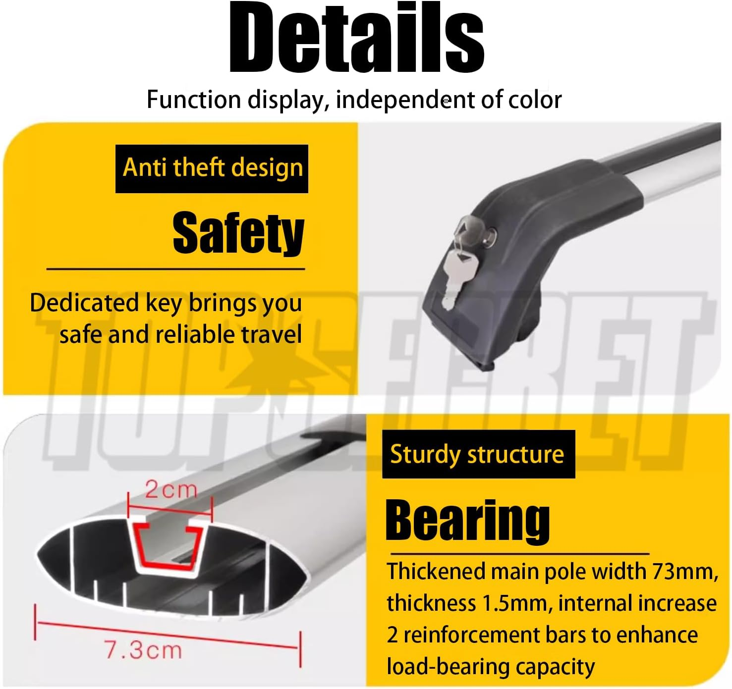 2PCS Crossbars Cross Bars Fit for Mitsubishi Outlander 2022-2026 Lockable Roof Rail Rack Black Silver Aluminum Alloy image number 4