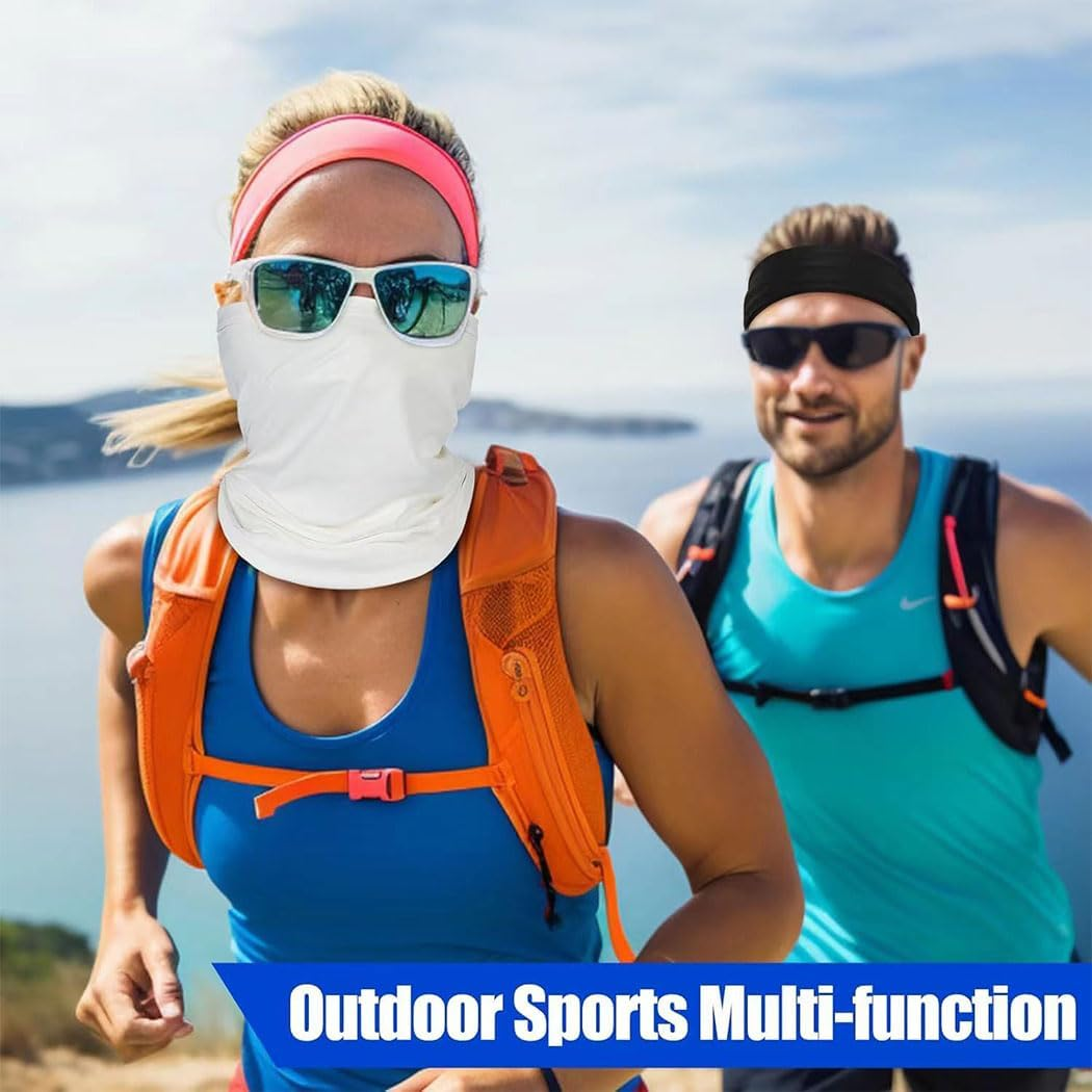 4 Pieces Summer Face Cover Scarf Mens Women Cooling Neck Gaiter Bandana Face Mask Sun UV Protection for Sport Cycling Running image number 2