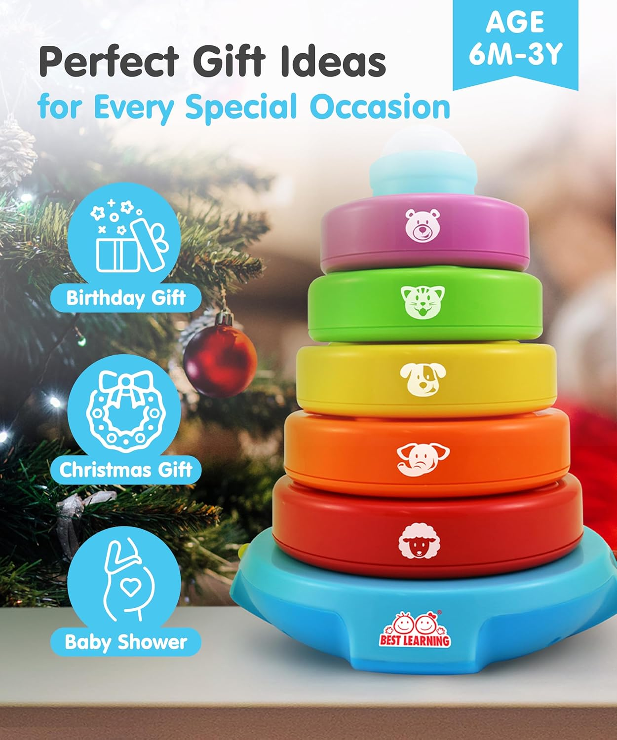 BEST LEARNING Stack & Learn - Developmental Educational Activity Stacking Toy for Babies Aged 6 to 9 Months and up | First Birthday Present for Boys and Girls image number 3