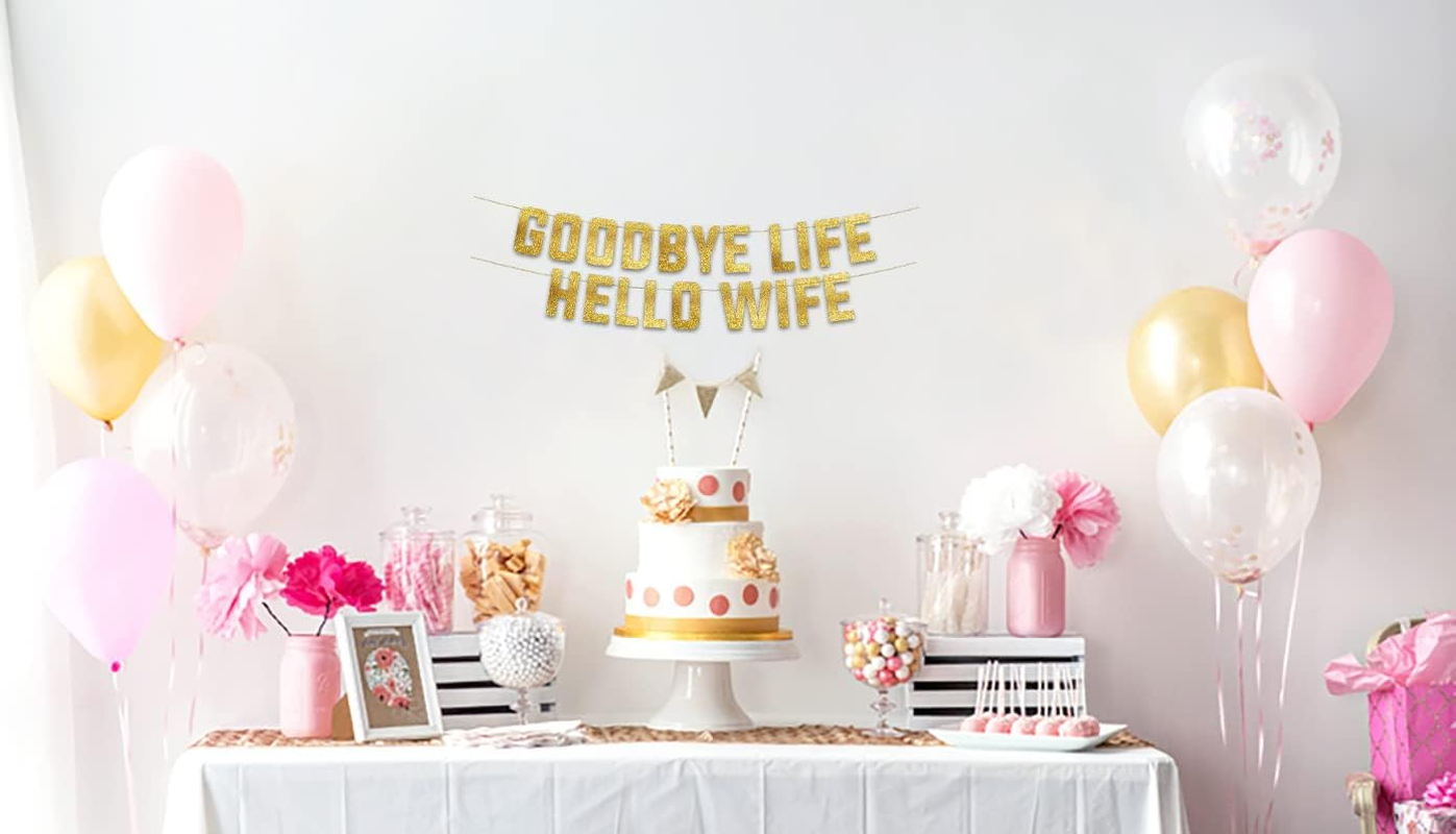 Buck'S Night Gold Glitter Banner- Goodbye Life Hello Wife - Bachelor Party - Stag Party Decorations, Ideas, Supplies, Gifts, Jokes and Favors image number 3