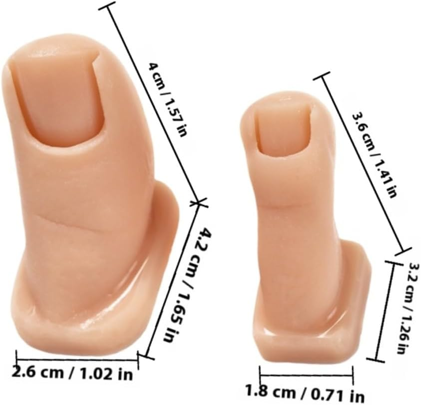 2Pcs Silicone Practice Toes for Nail Art Realistic Fake Foot Tips for Diy Manicure Nail Training Model Comfortable image number 3
