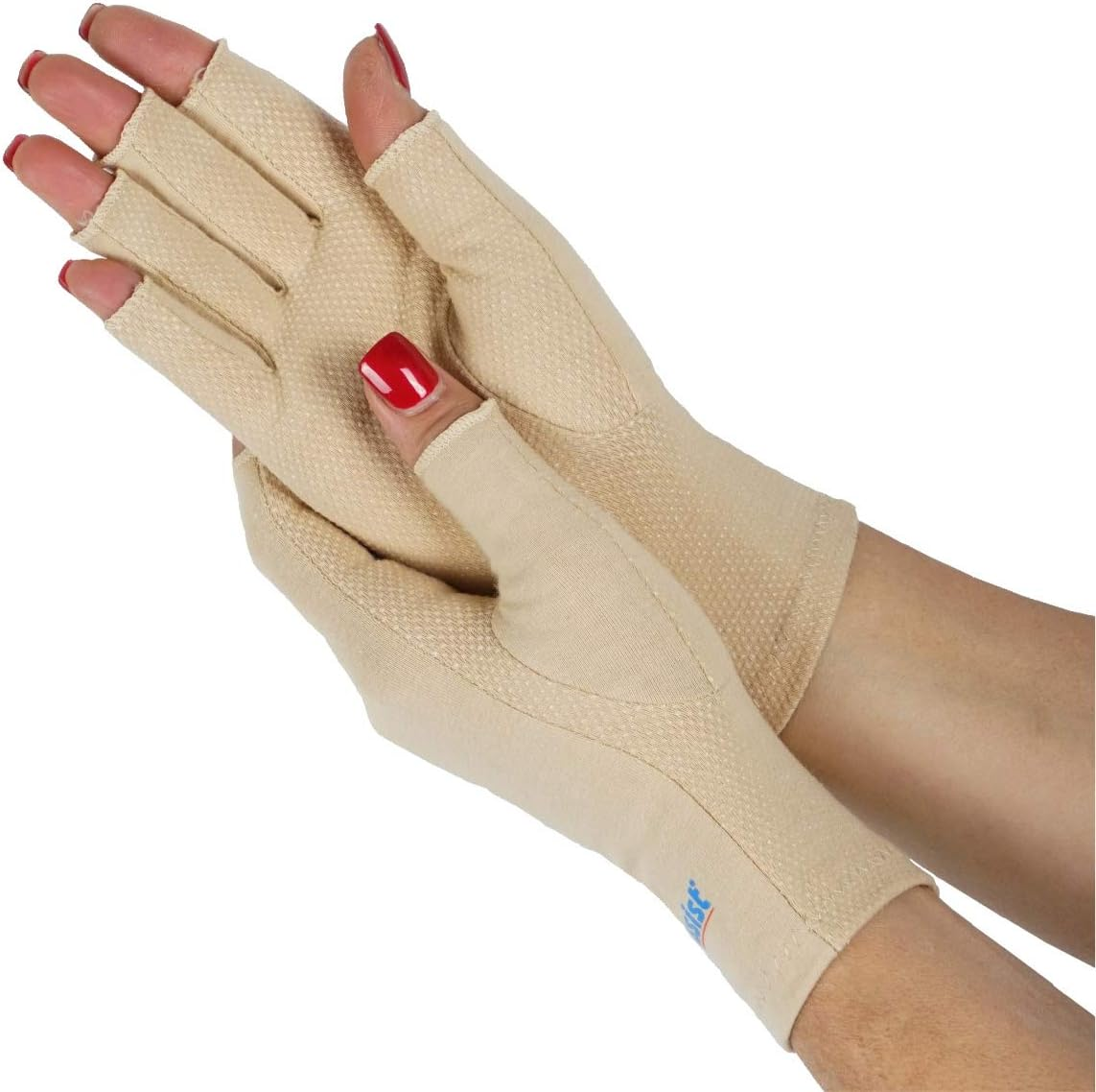 Bodyassist Compression Arthritis Gloves, Fingerless Design, Grey or Beige (Gray, Medium)