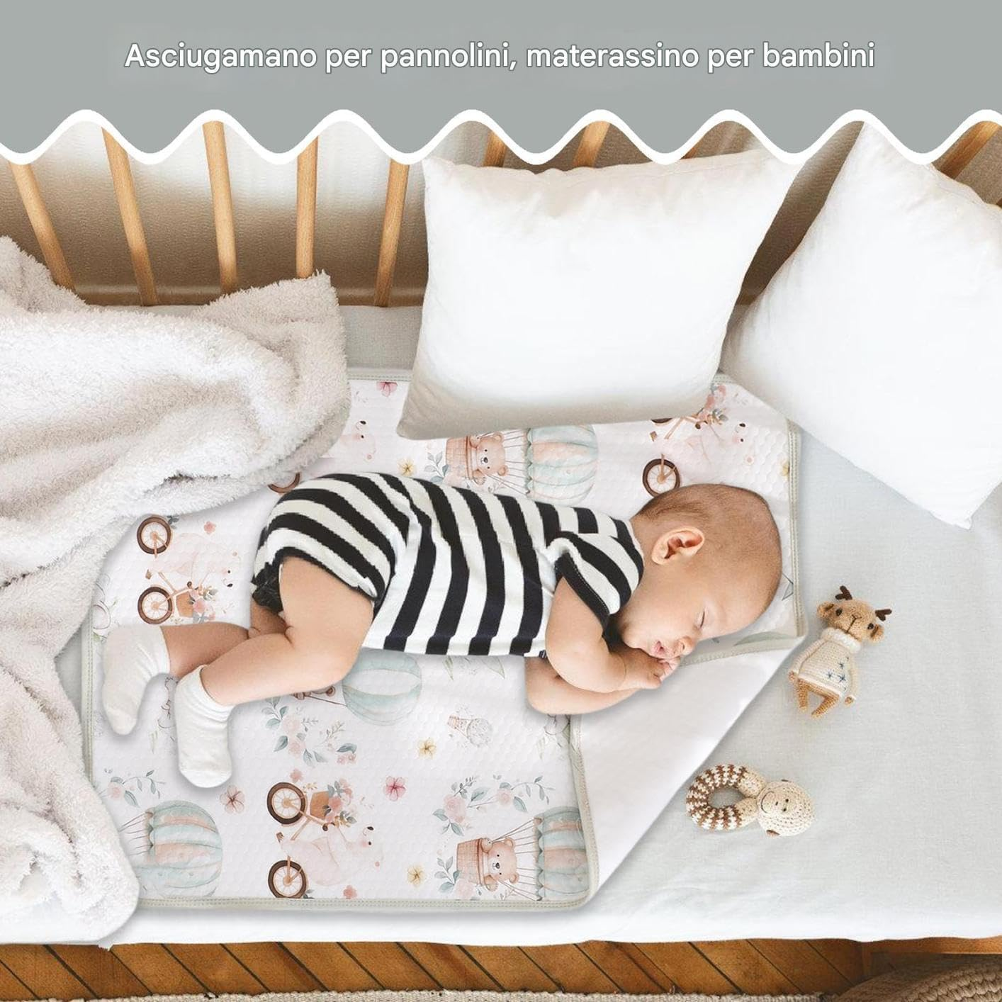 Waterproof Changing Mat | Mattress Protector for Children, Washable Anti-Leak Mattress Cover for Nest, Pee Protection Travel and Night image number 5