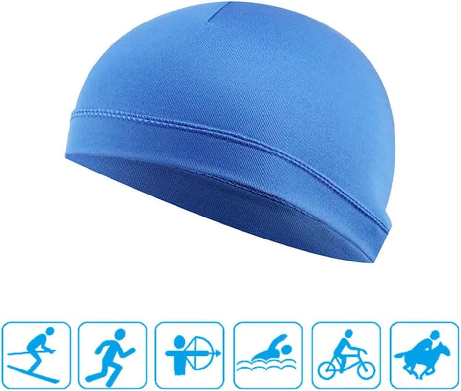 JZS Helmet Liner Skull Caps 6 Pieces Sweat Wicking Cycling Running Hat for Men Women(Black+Blue+Grey) image number 5