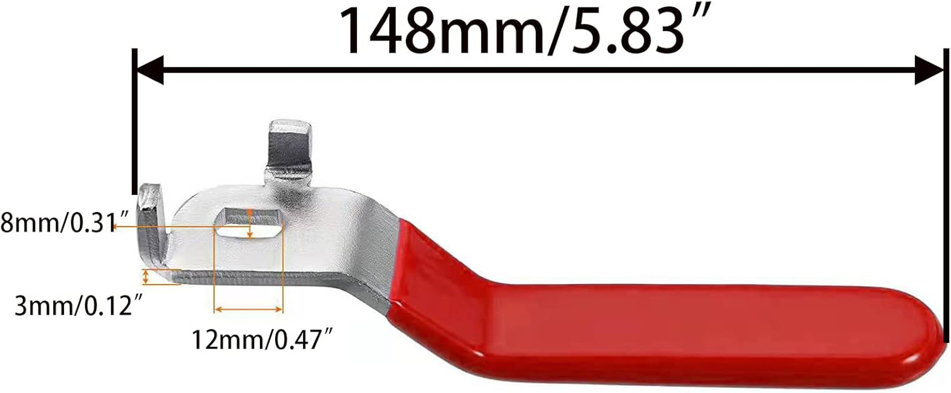3Pcs Red Lever Handle for Ball Valve Total Length 148Mm,Hole Size 8X12Mm,Hole Thickness 3Mm（8X12X3Mm） image number 2