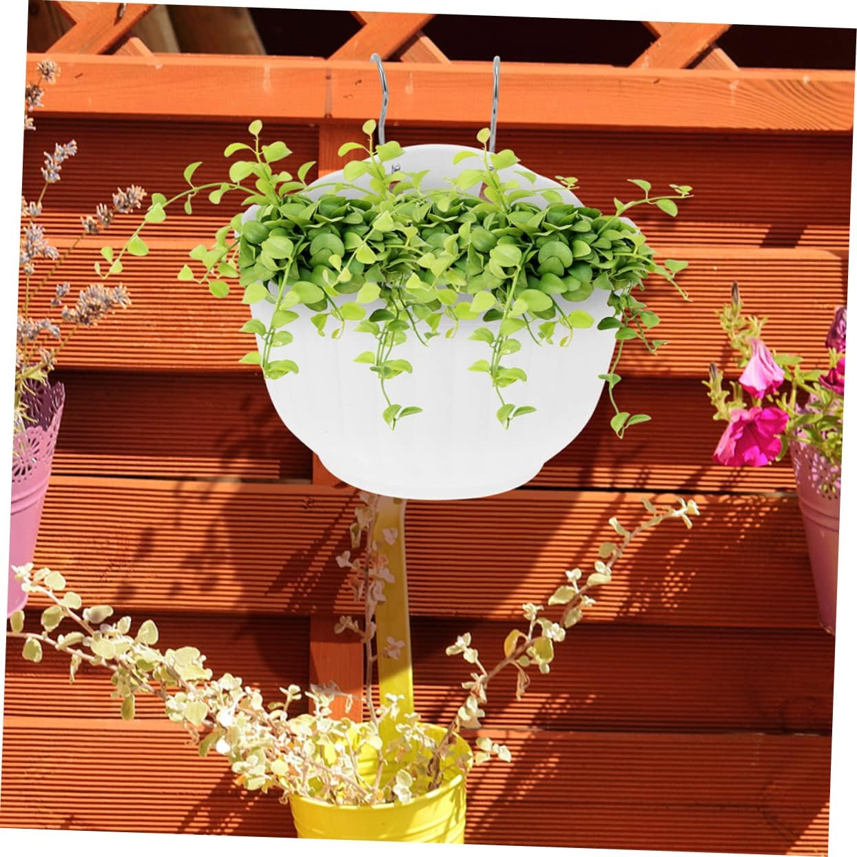 Kisangel 3 Sets Hanging Flower Holders Balcony Hanging Planters Plastic Flower Plant Pots for Garden and Plants image number 3