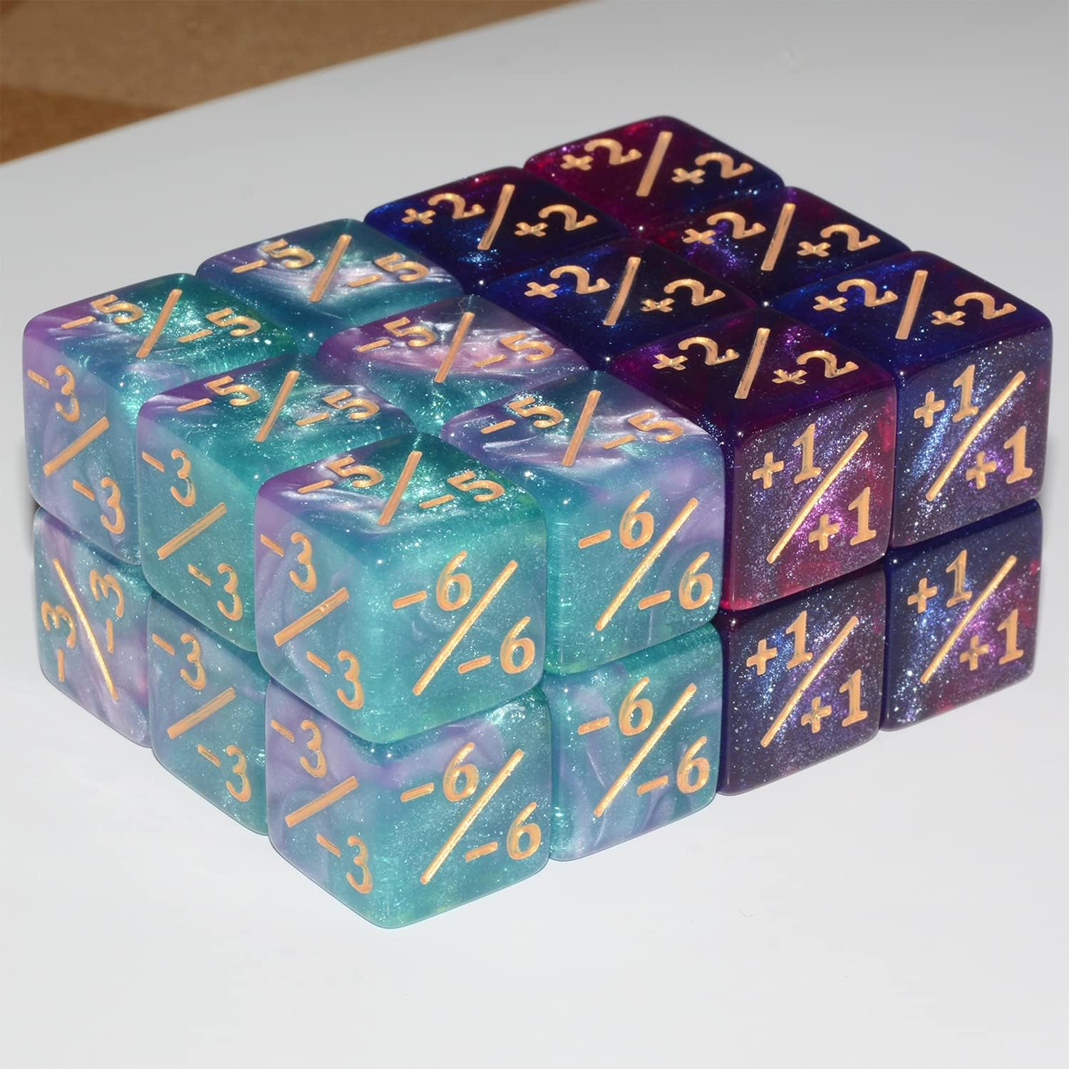 Six Sided Dice Set, 24Pieces Galaxy Counter Dice Token Dice Tracking Counter for MTG CCG Card Gaming