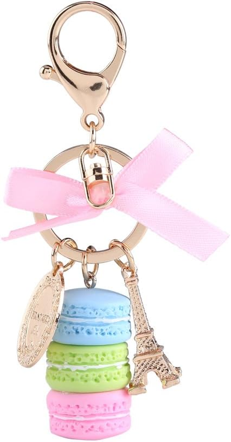 Colorful Alloy Keychain, Mini Macaroon Cute Eiffel Tower Keychain Keyring Bag Pendant Car Charm Decoration Accessory for Car Key Handbag (Rose Red)