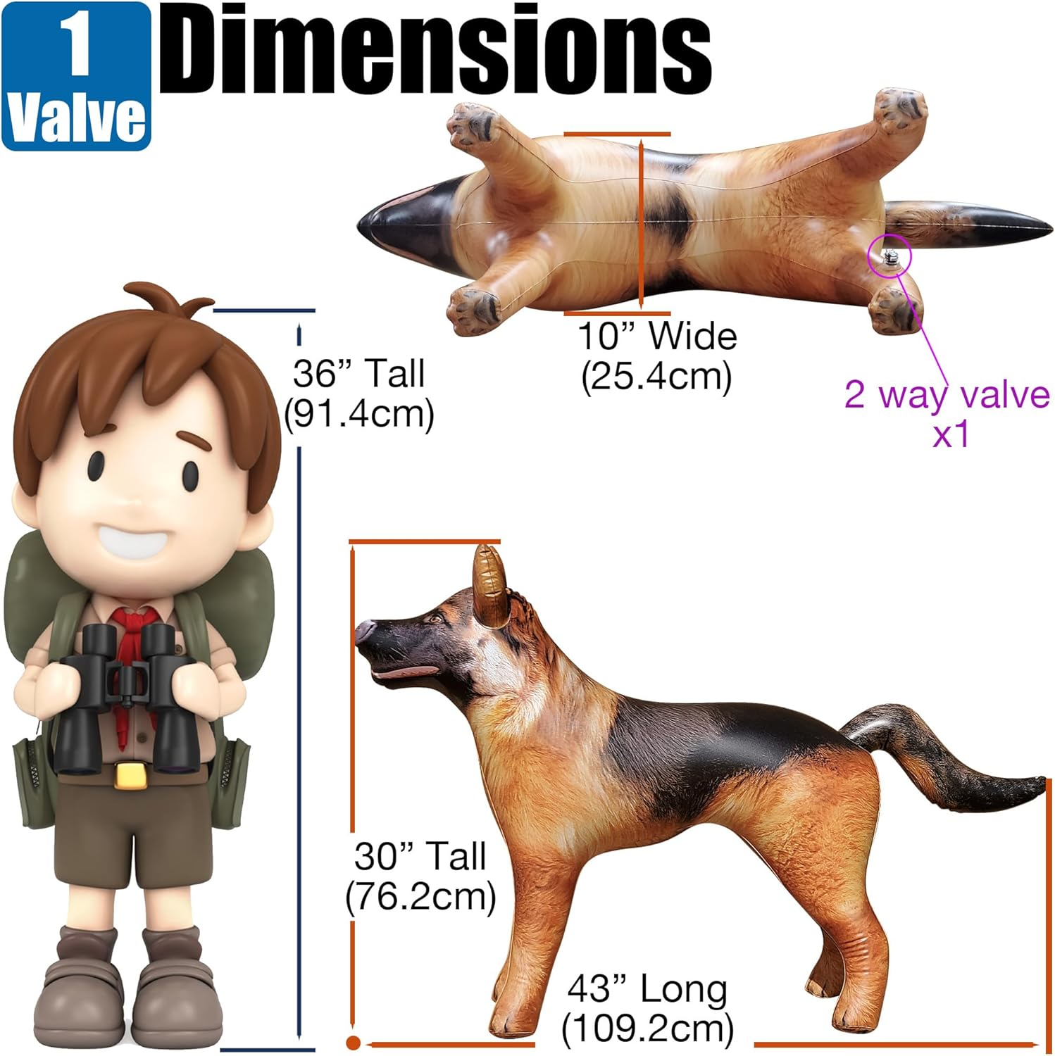 Jet Creations An-Shepherd German Shepherd Dog K9 Police Dog Inflatable Air Stuffed Animal Size 41 Inch - Multicolored image number 6