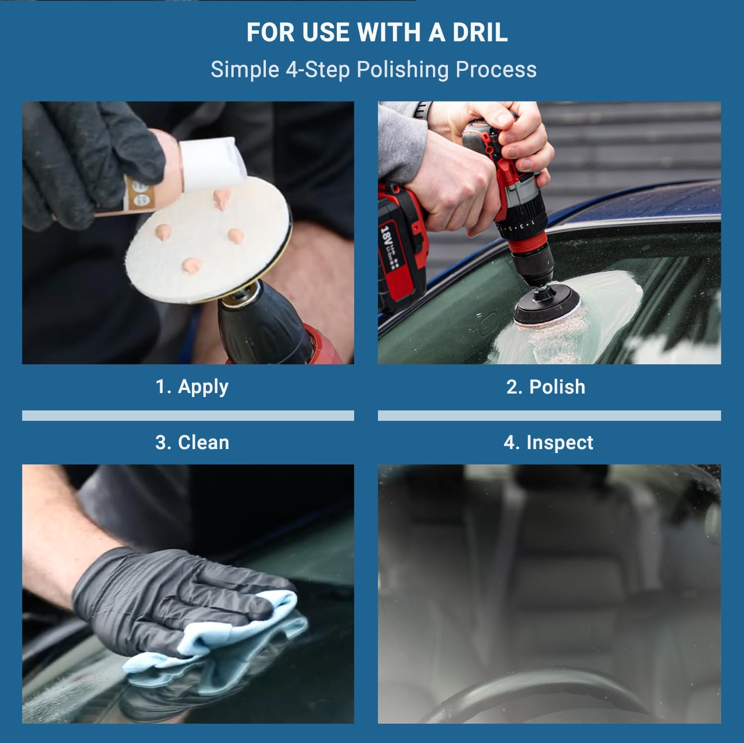 Glass Polish 21005 DIY Windscreen Polishing Kit for Automotive Glass Polishing - &Oslash; 75Mm with Drill Attachment image number 6