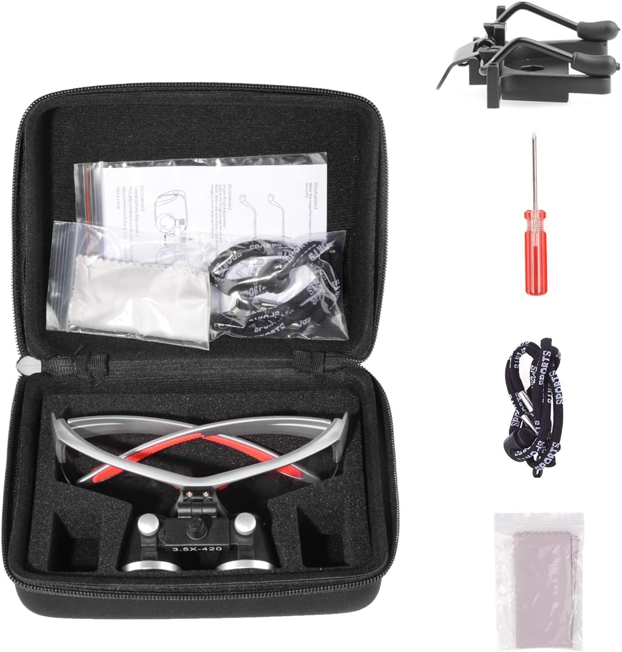 Loupes 2.5X 3.5X Magnification Binocular Magnifier Optical Glass Lens (3.5X, Silver) image number 5