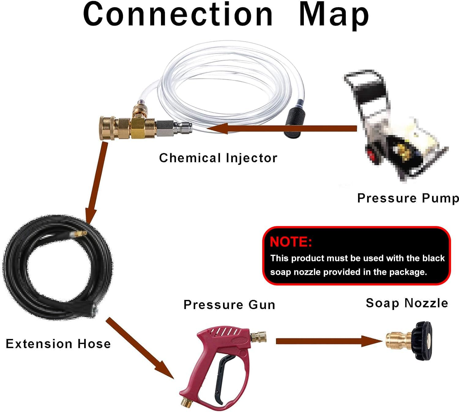 Downstream Injector for Pressure Washer, Power Washer Chemical Injector Kit, Soap Injector, 3/8 Inch Quick Connect, 4000 PSI image number 2