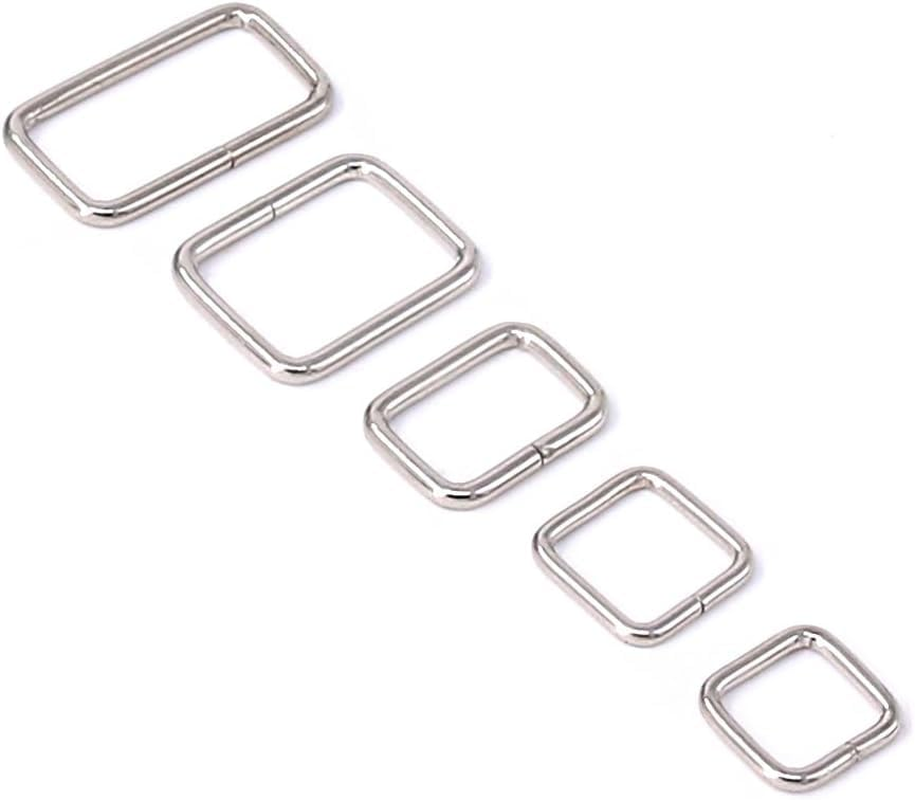 (Rectangle Ring) - Swpeet 100 Pcs Asorted Metal Rectangle Ring, Webbing Belts Buckle for for Belt Bags DIY Accessories - 13Mm/15Mm/20Mm/25Mm/35Mm - Rectanglerings-Sliver image number 2